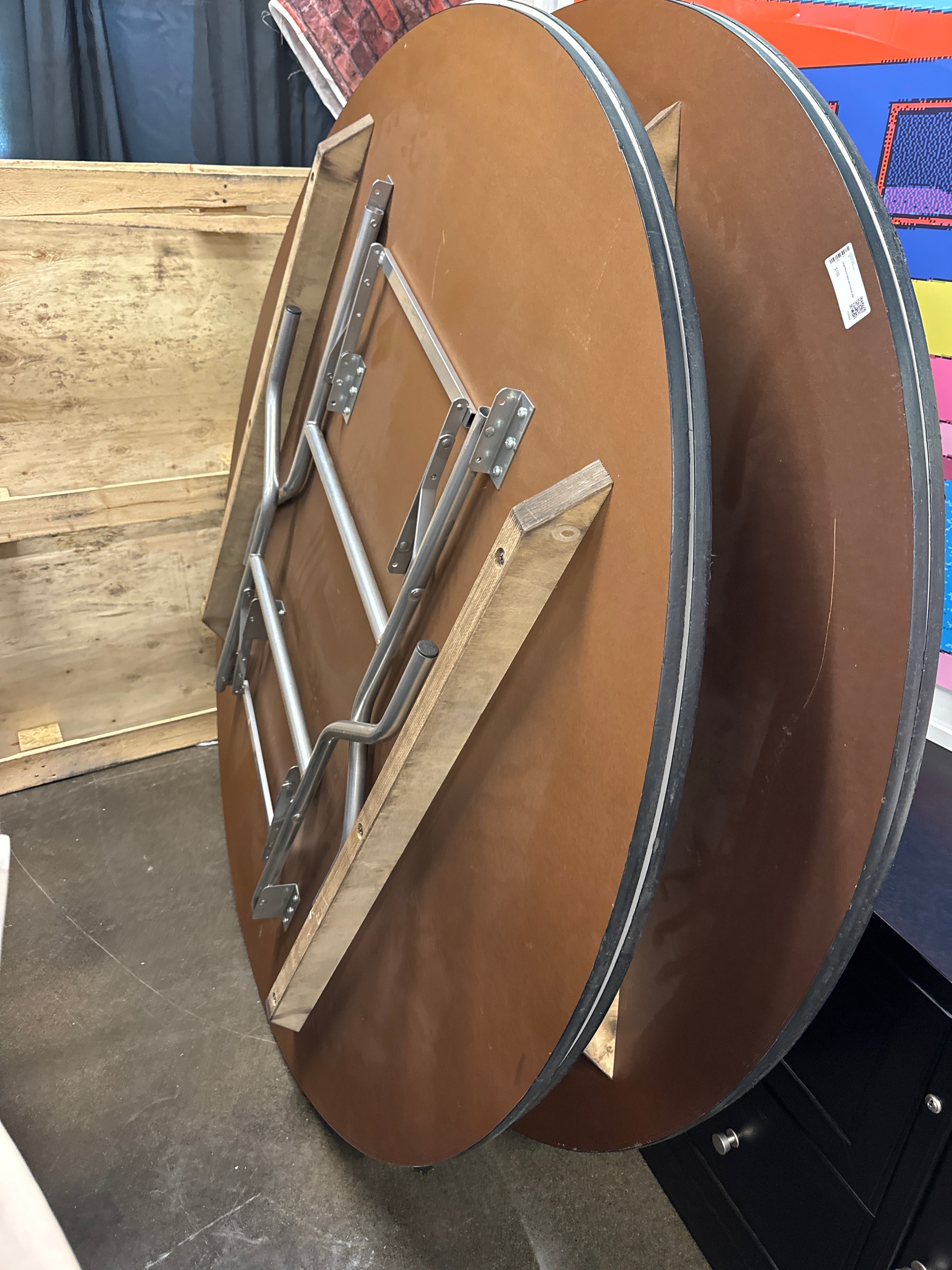 Large Round Table with Folding Legs