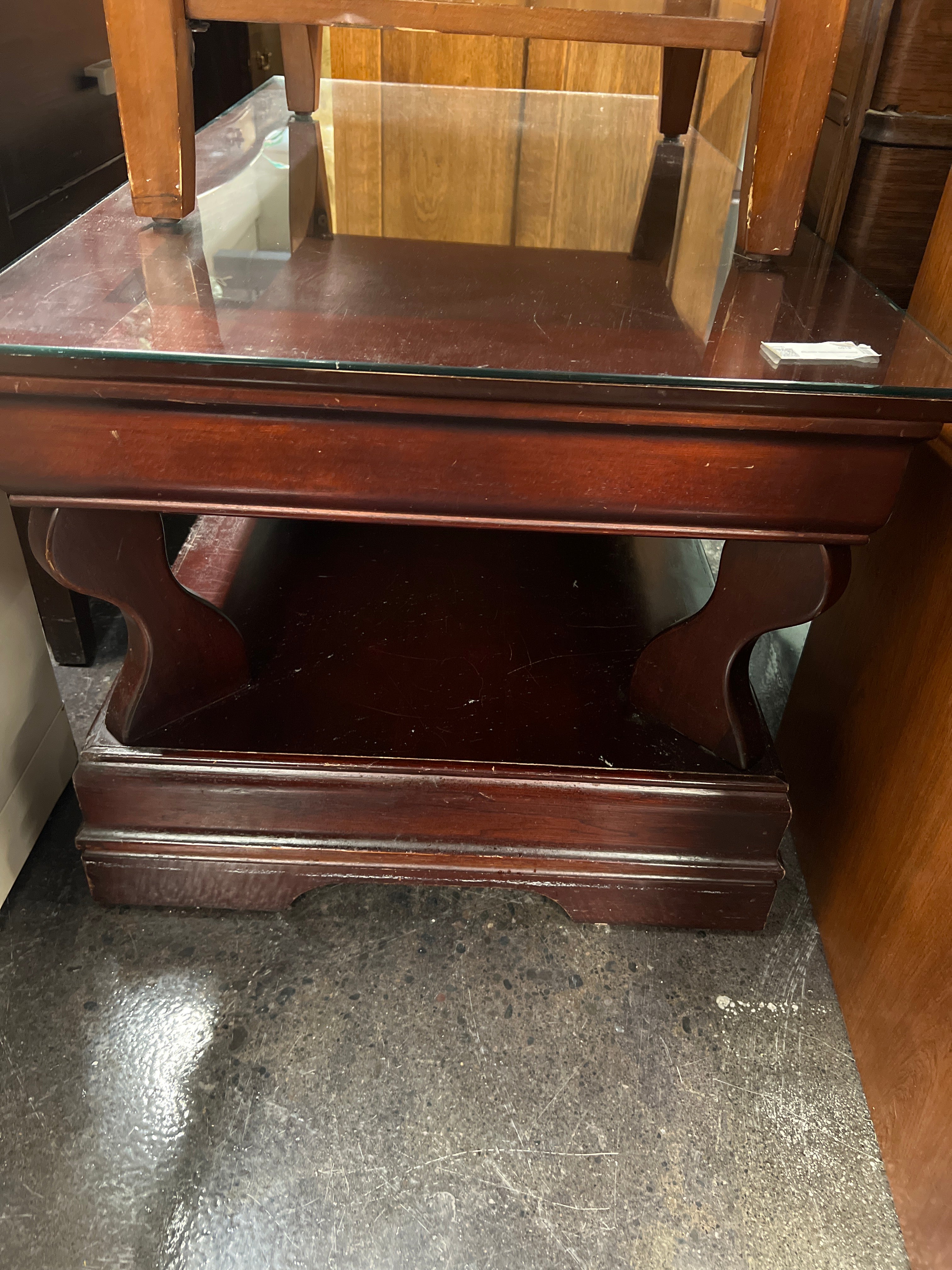 Cherrywood Coffee Table, Glass Top