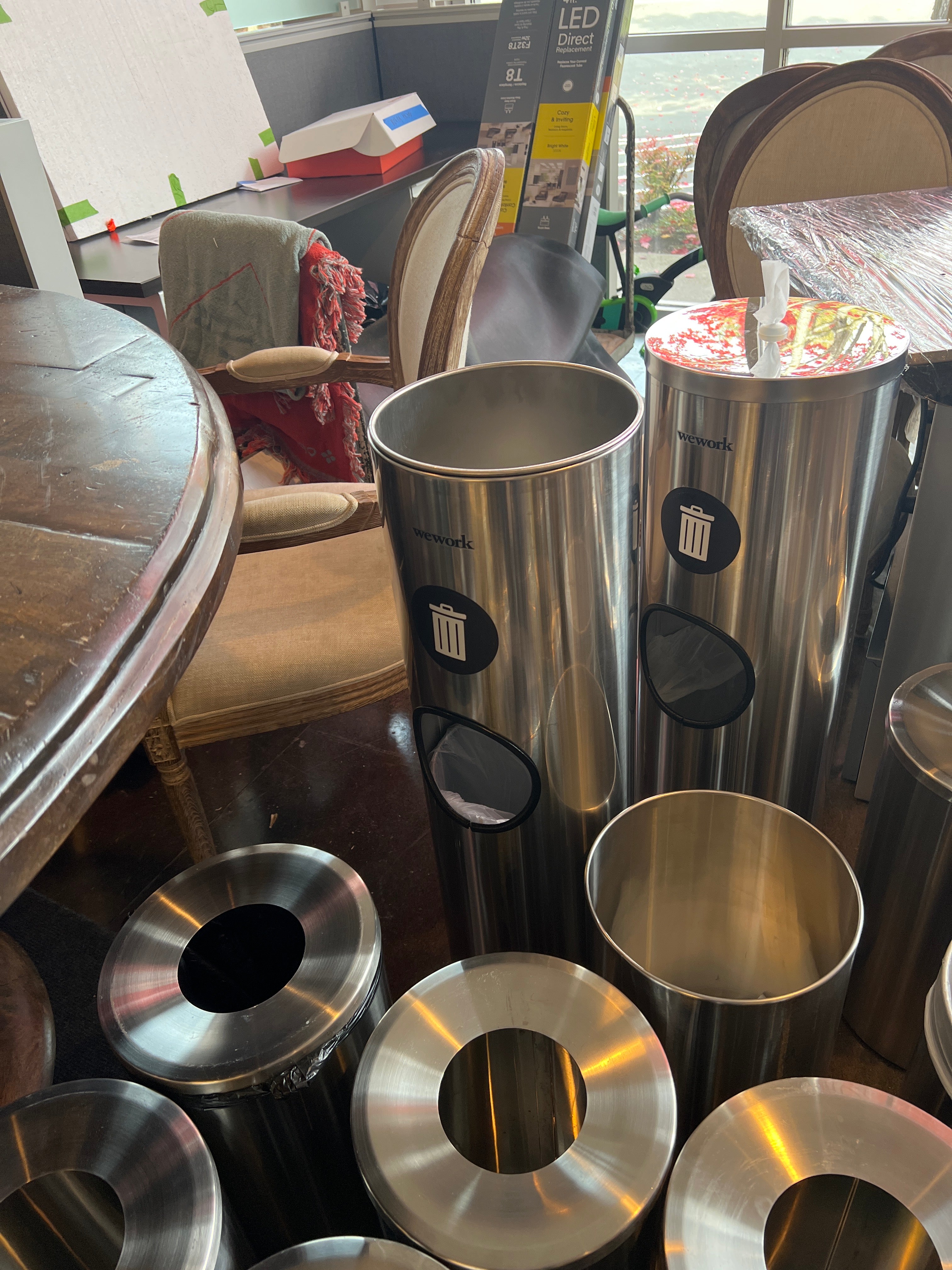Tall garbage can