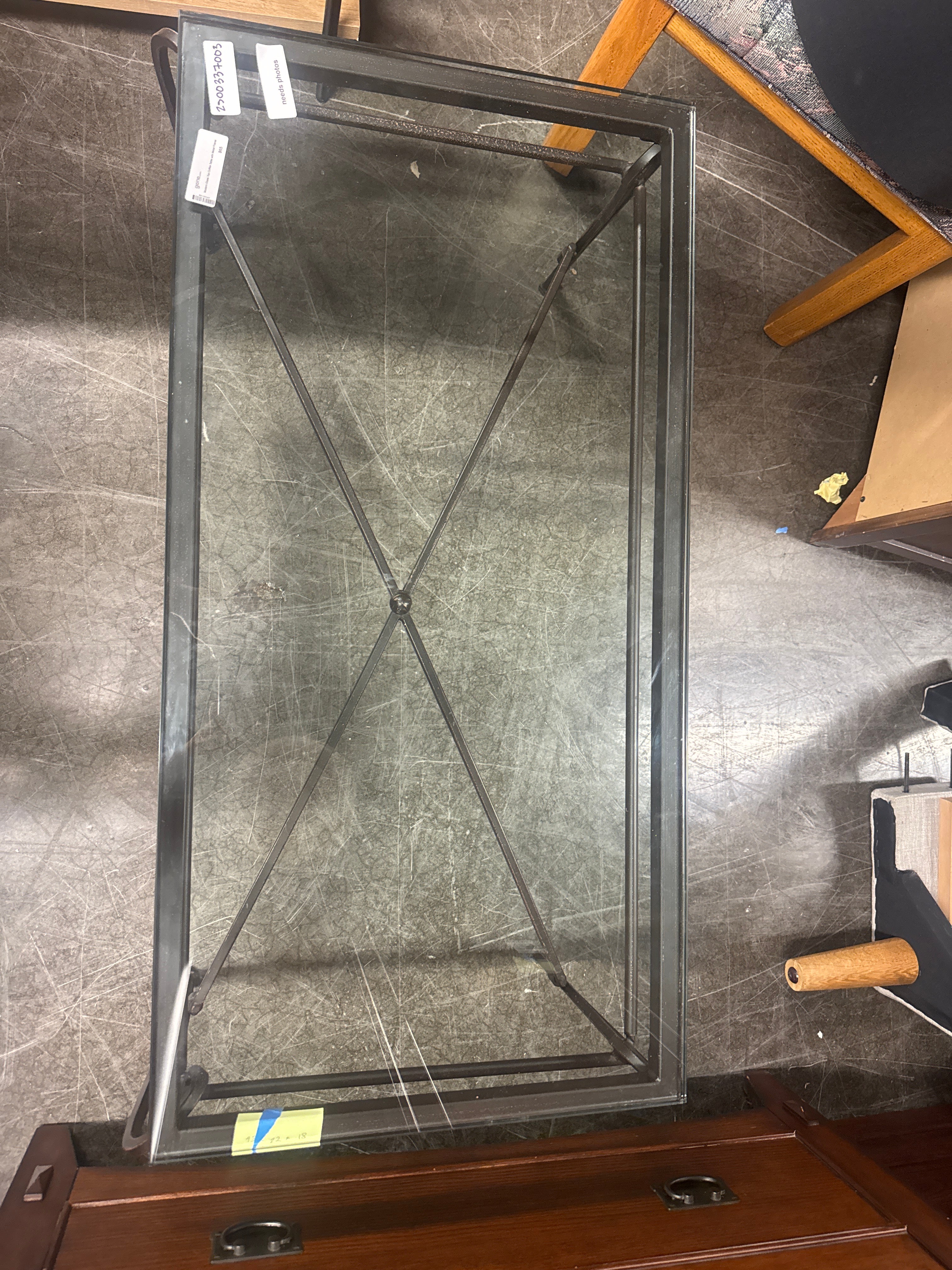 Modern Glass-Top Coffee Table with Metal Frame