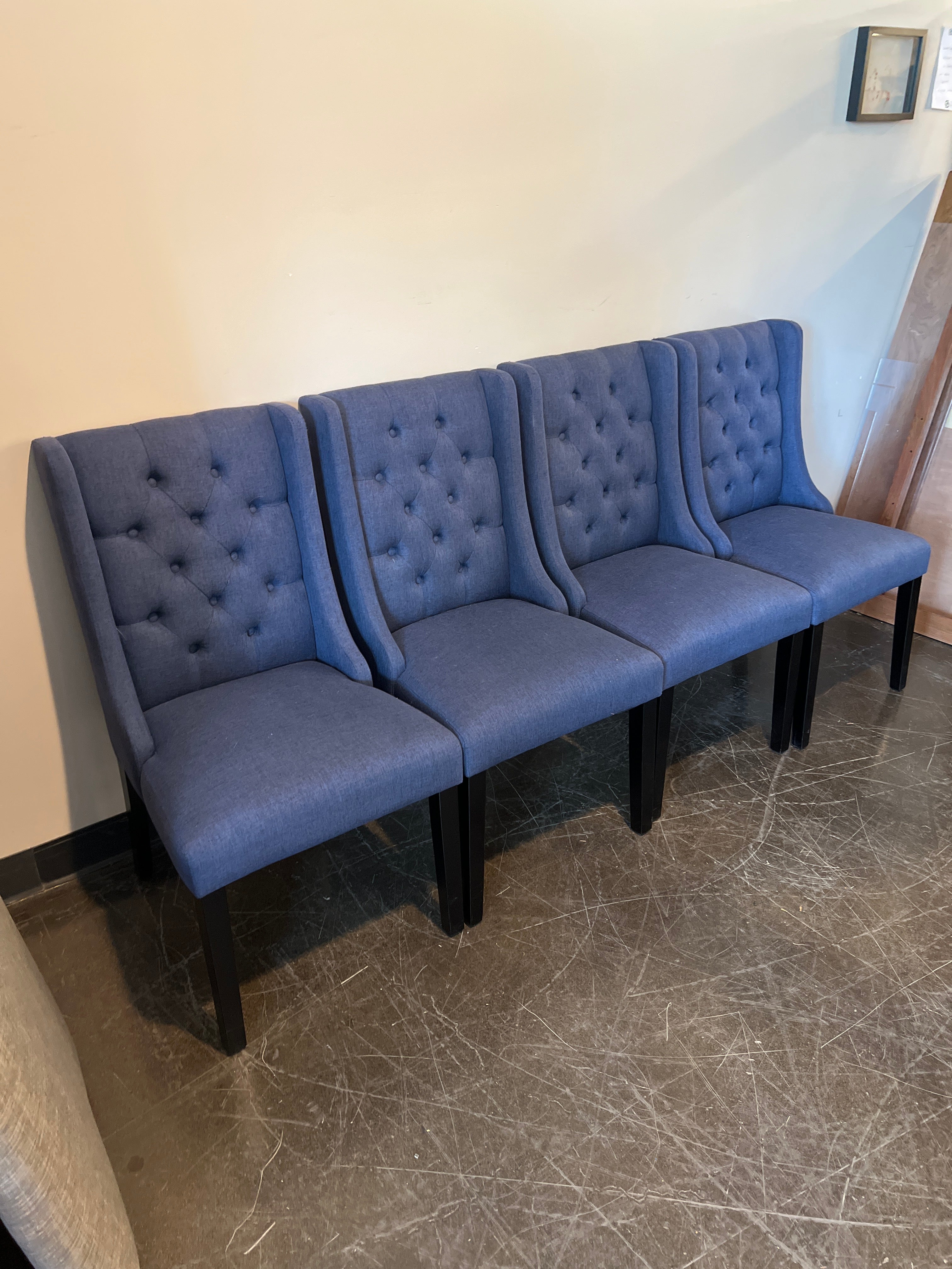 Tufted Navy Blue Dining Chairs