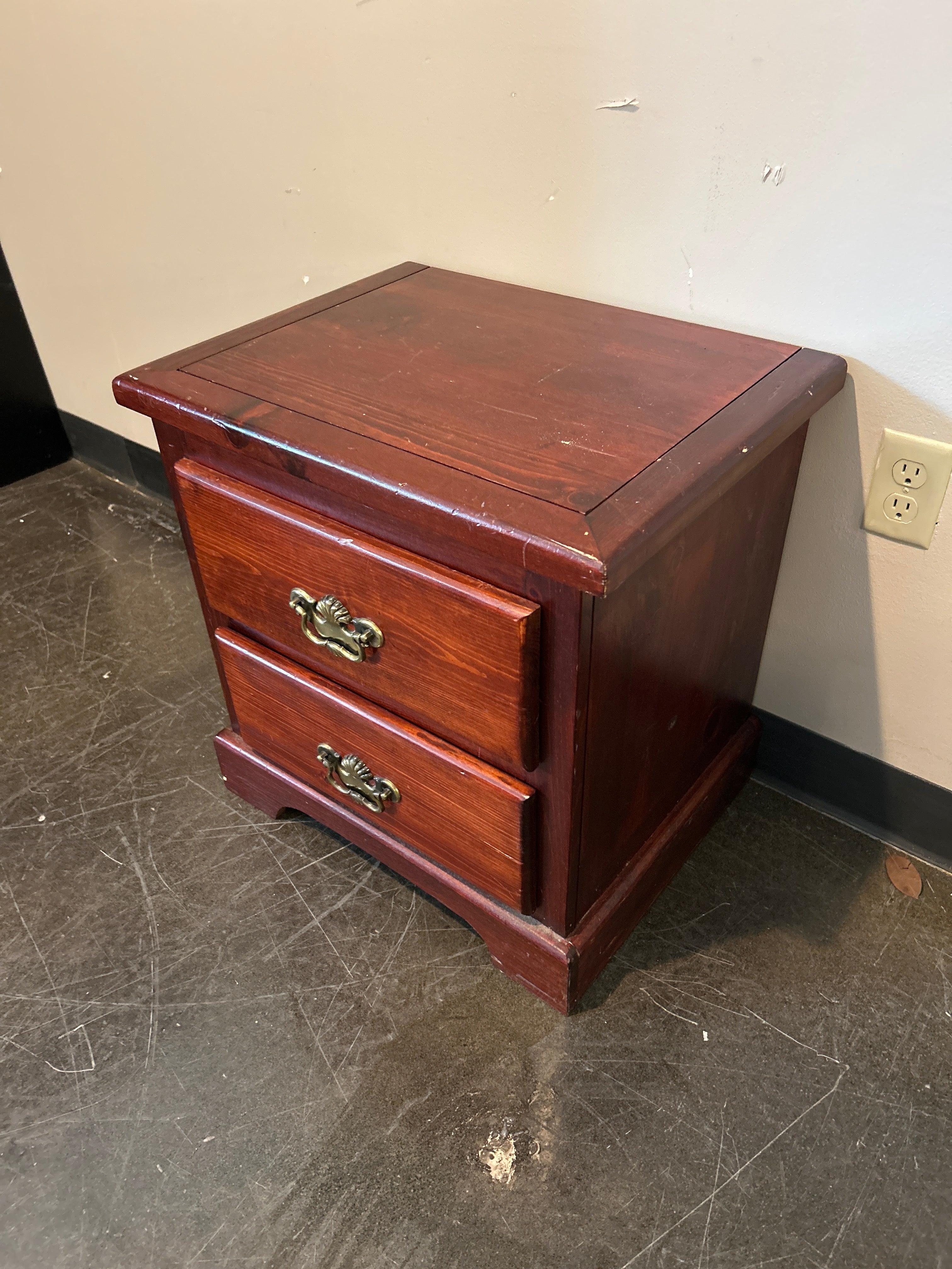 Rich Mahogany Two-Drawer Nightstand