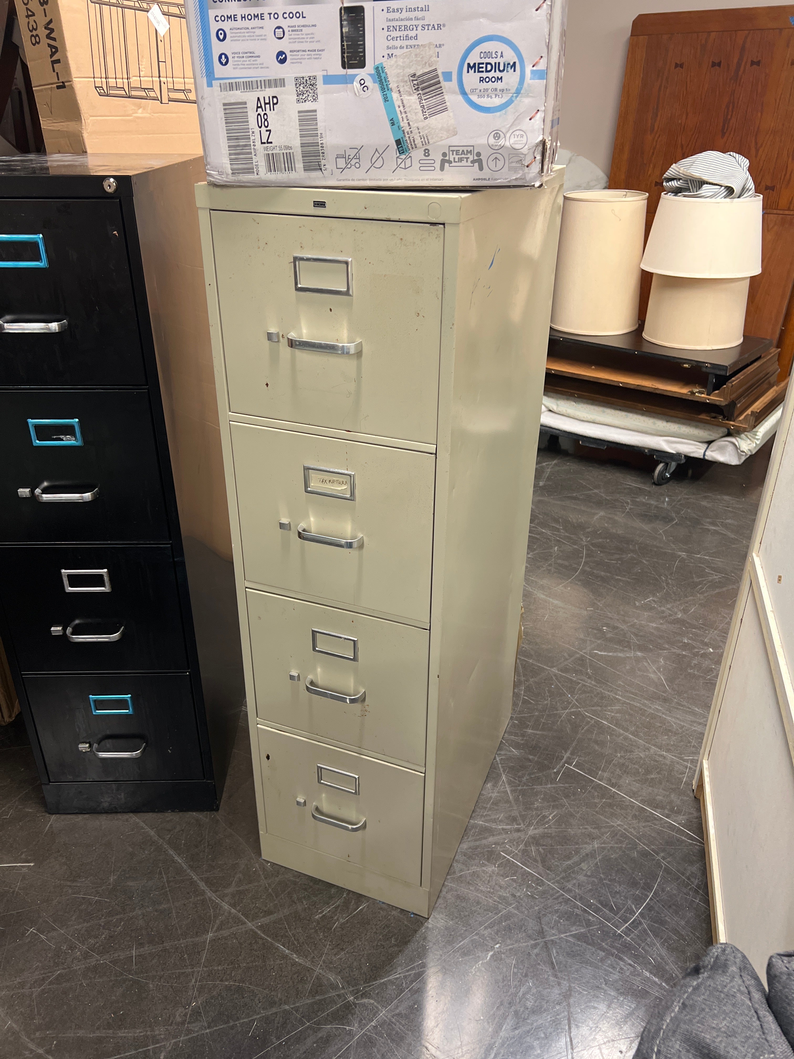 Four-Drawer Beige Metal Filing Cabinet