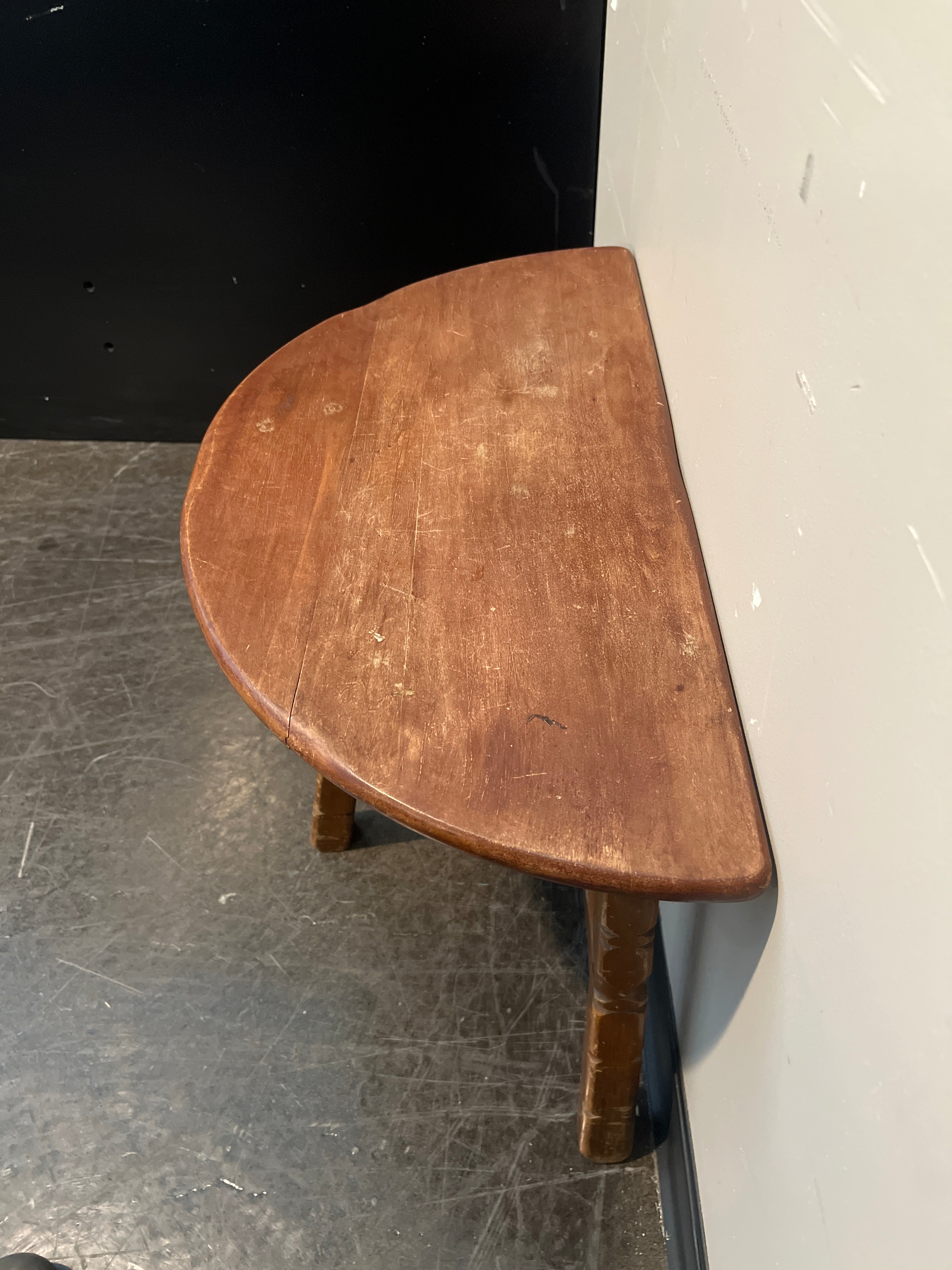 Rustic Brown Wood Half-Moon Table