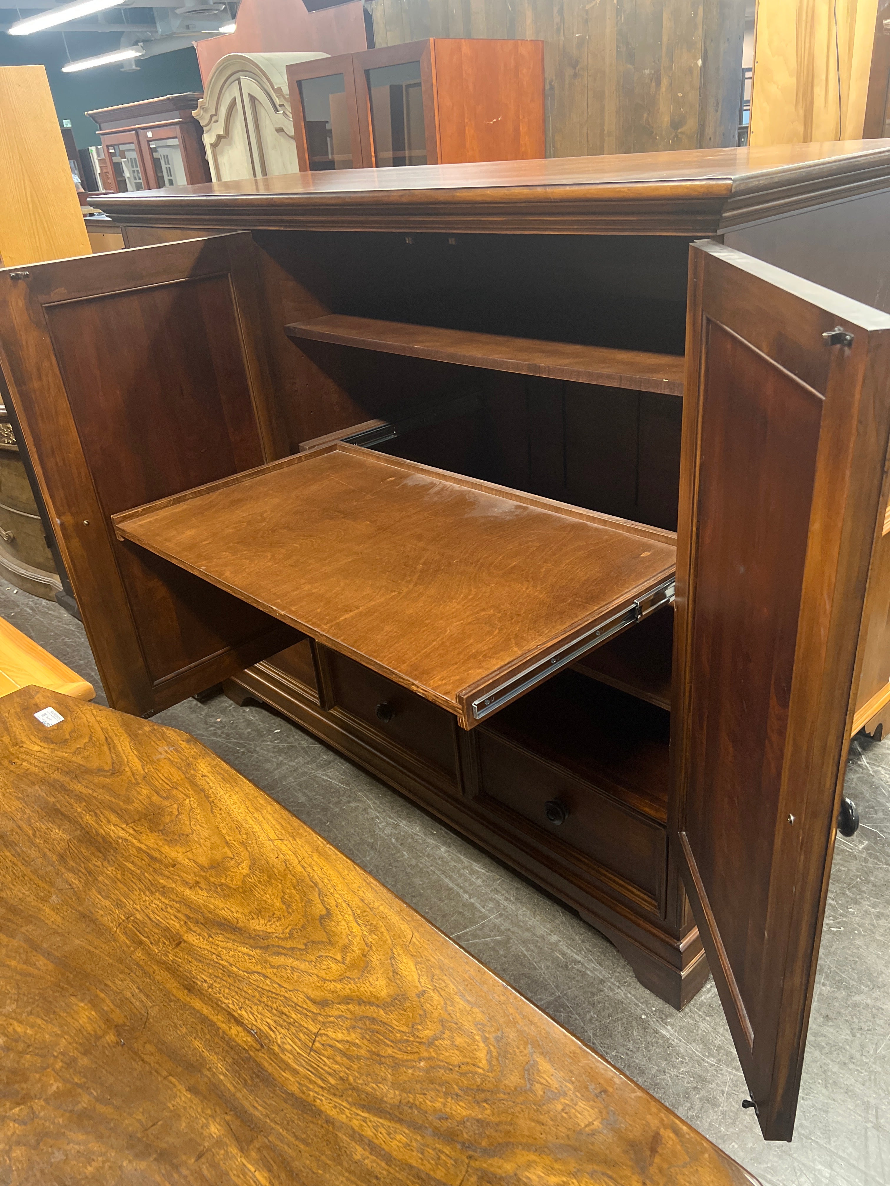 Traditional Dark Wood Storage Armoire with Drawers