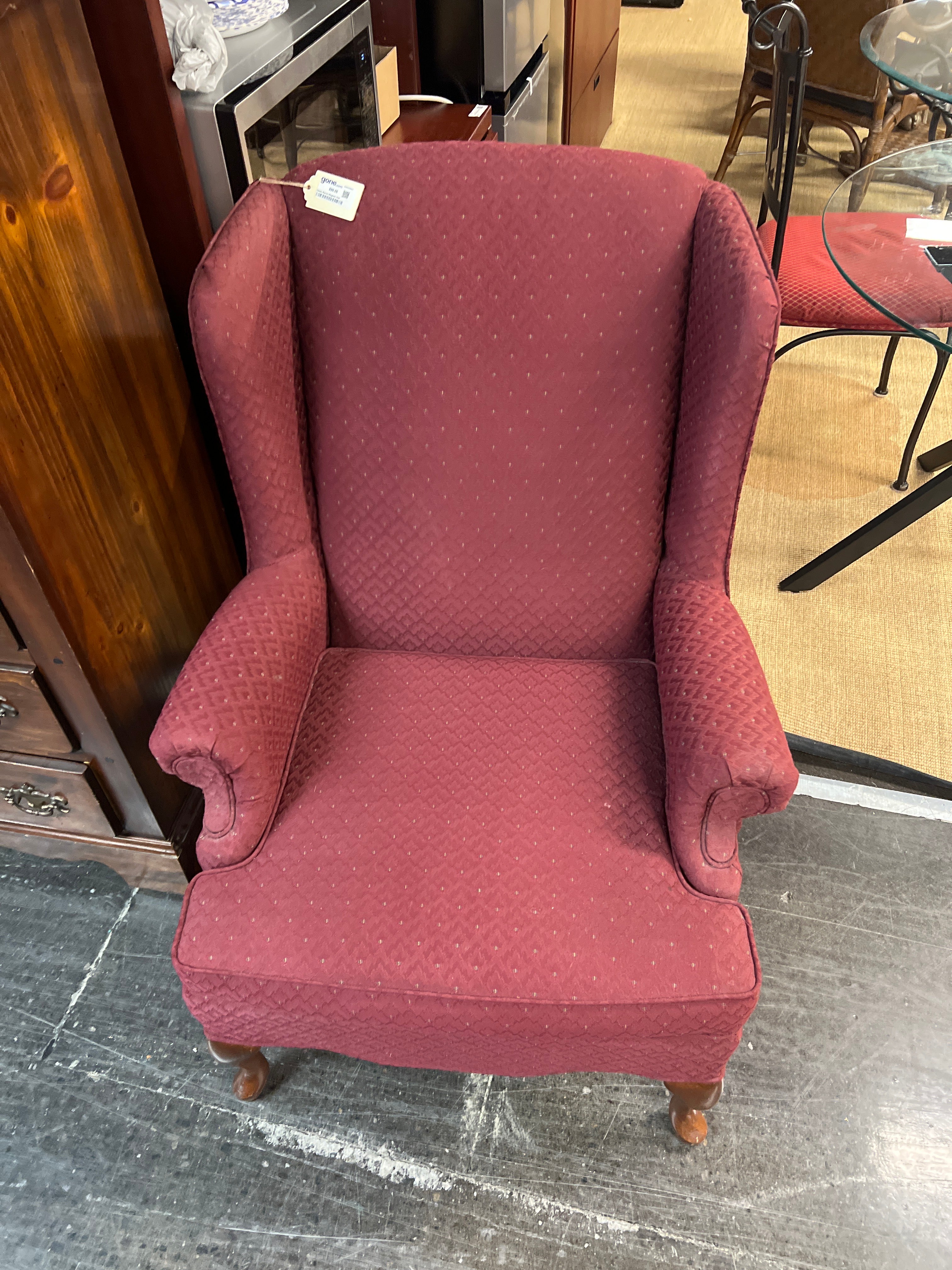 Classic Maroon Wingback Chair
