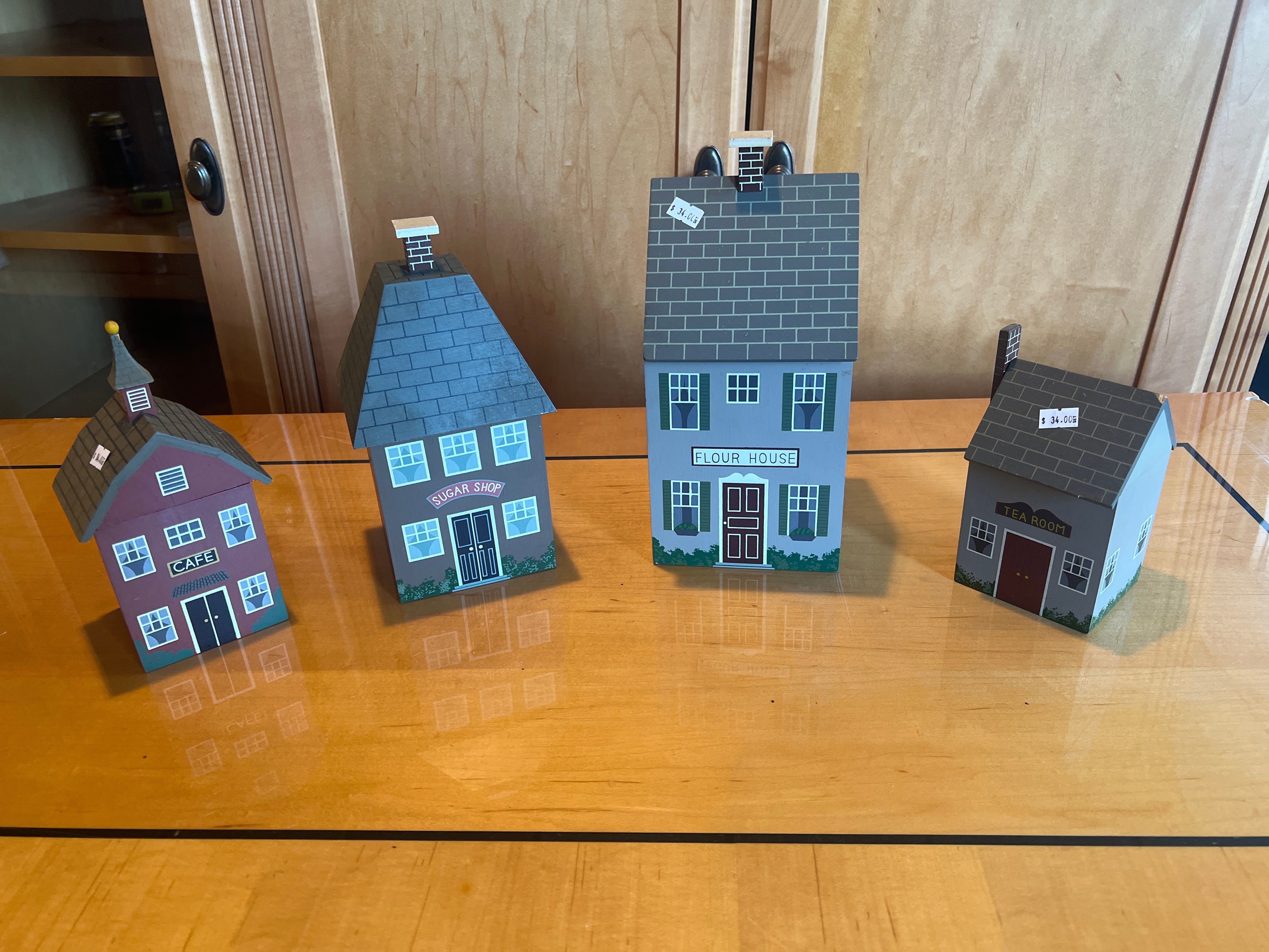 Vintage Rustic Miniature Shop House Collection, Set of Four