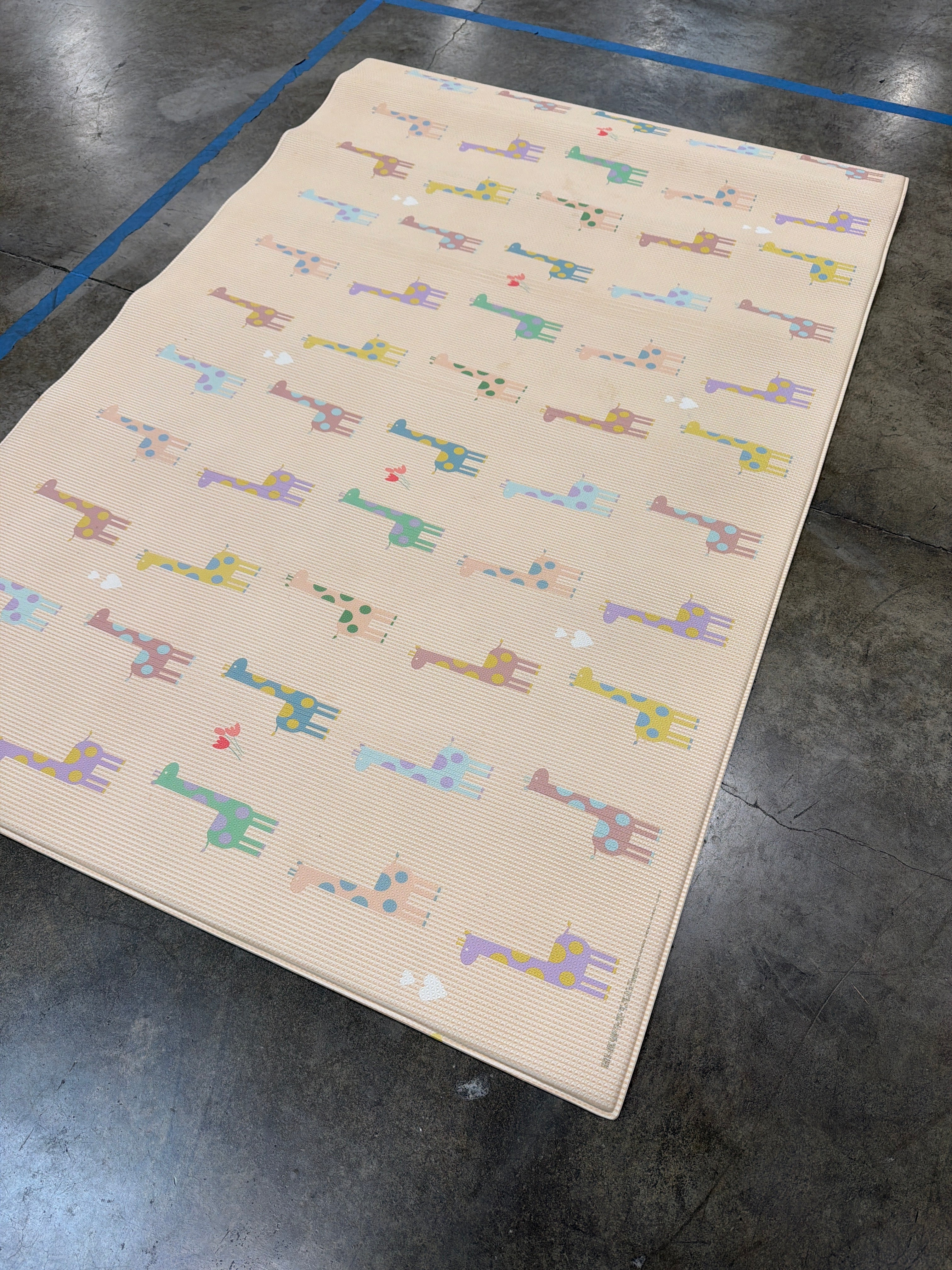 Beige Baby Care Play Mat | Giraffe in Love Design