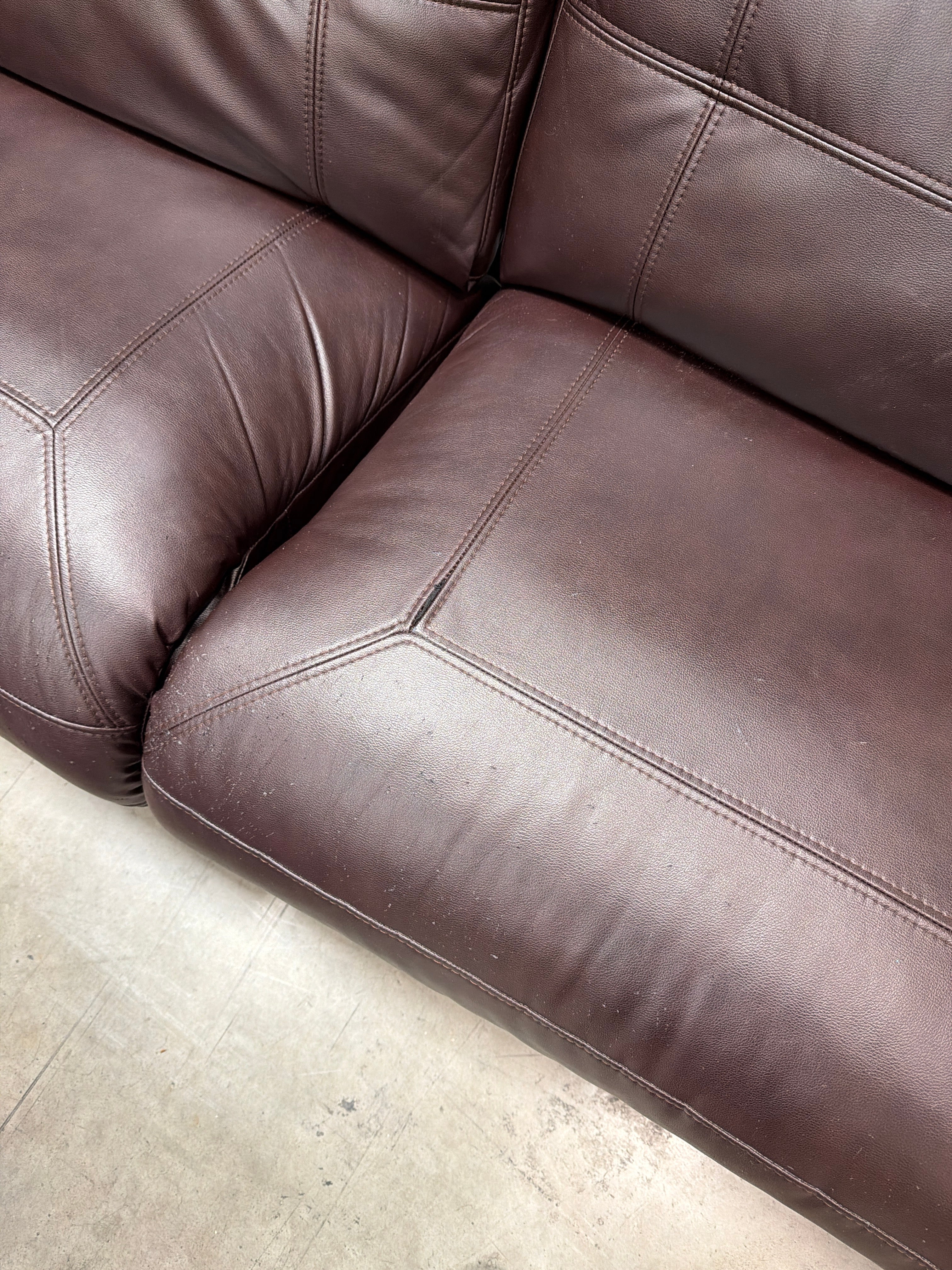 Dark Brown Leather Reclining Sectional Couch