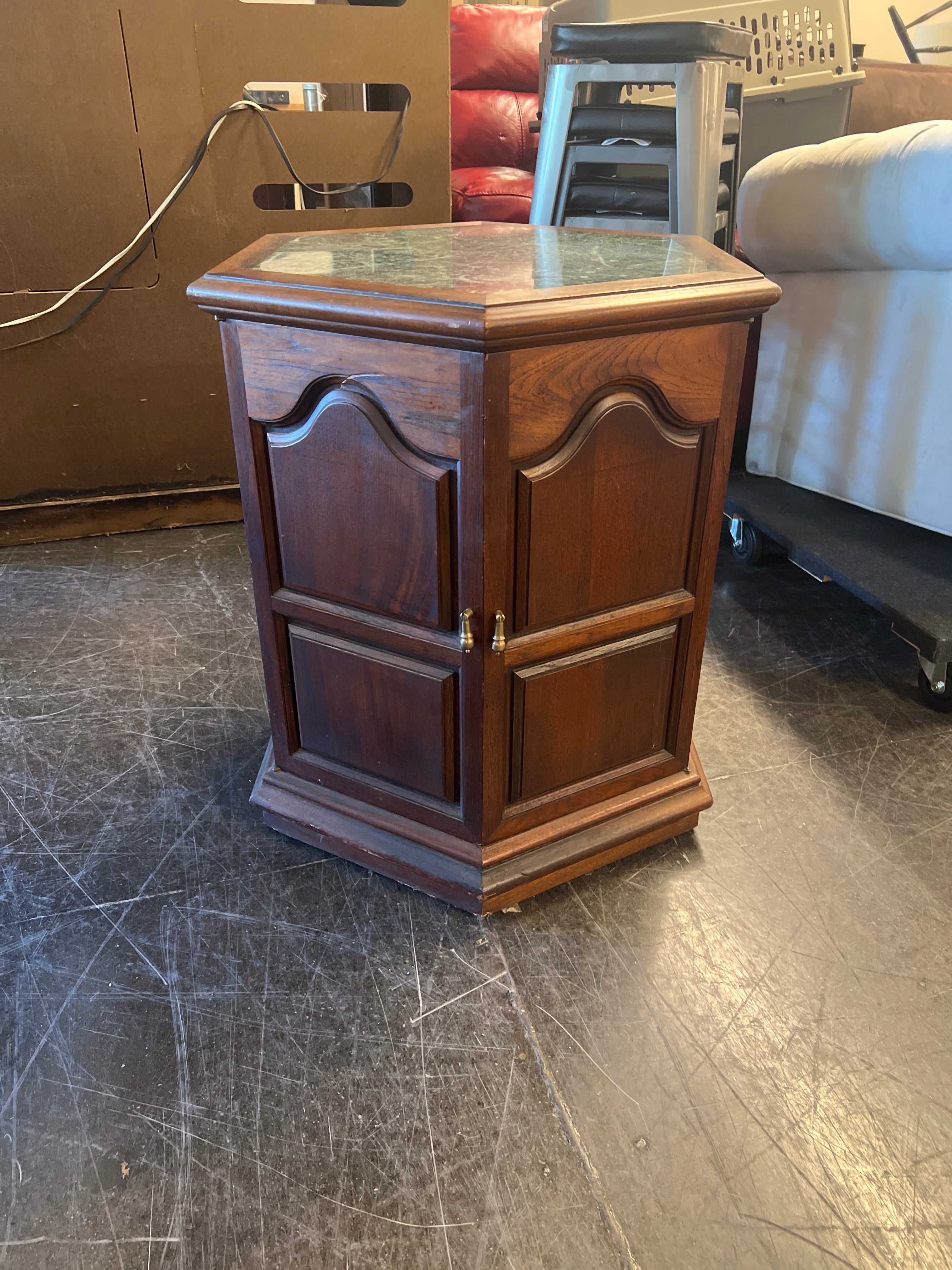 Tall Coffee Table with Green Marble Top