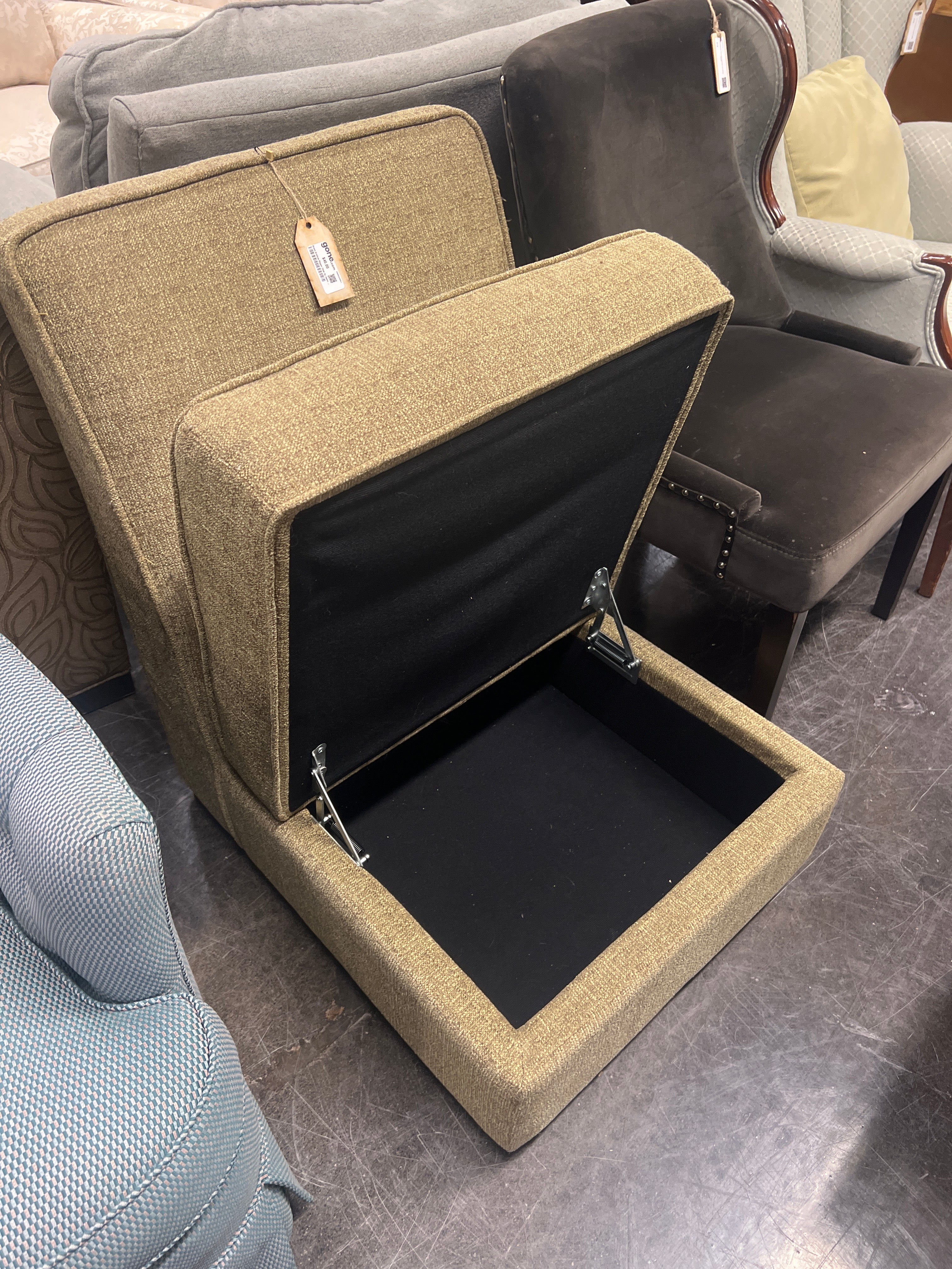 Green Armless Slipper Chair with Storage by Jason Furniture