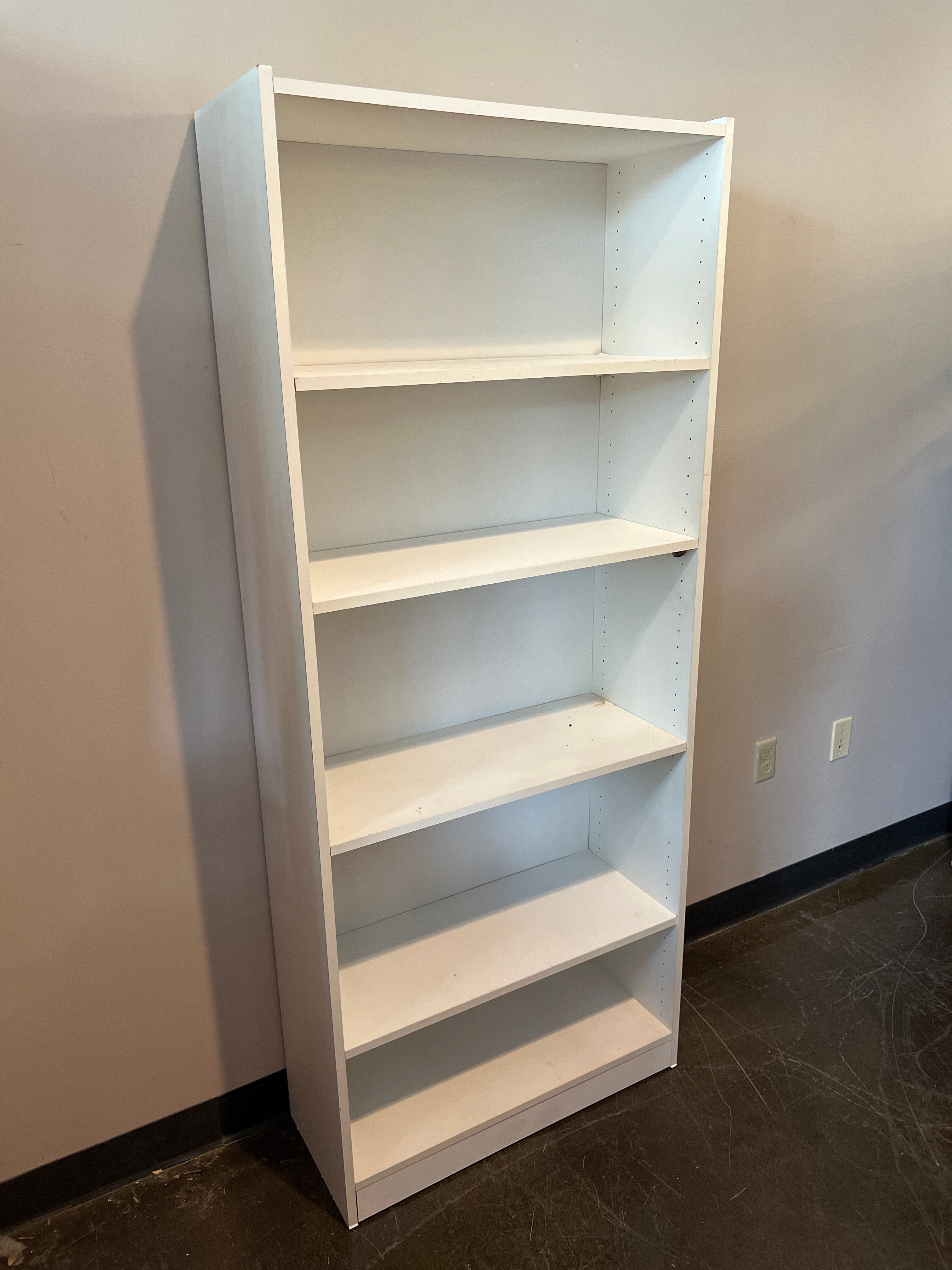 Tall White 5-Shelf Bookcase