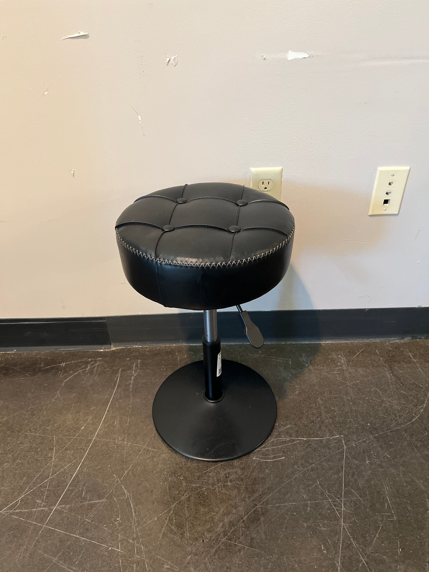 Black Faux Leather Swivel Vanity Stool