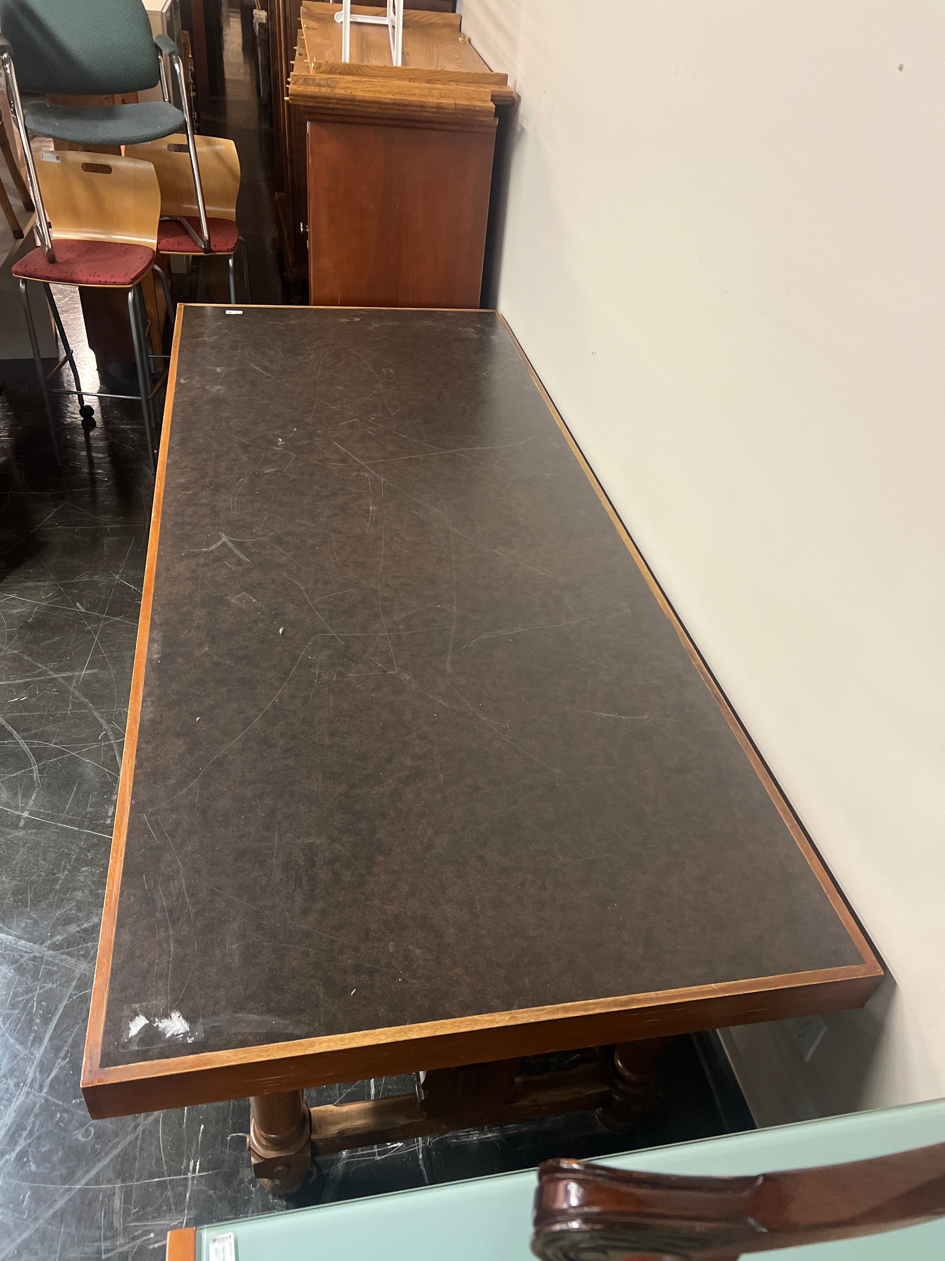 Vintage Large Library Tables Wood w/ Whimsical Details