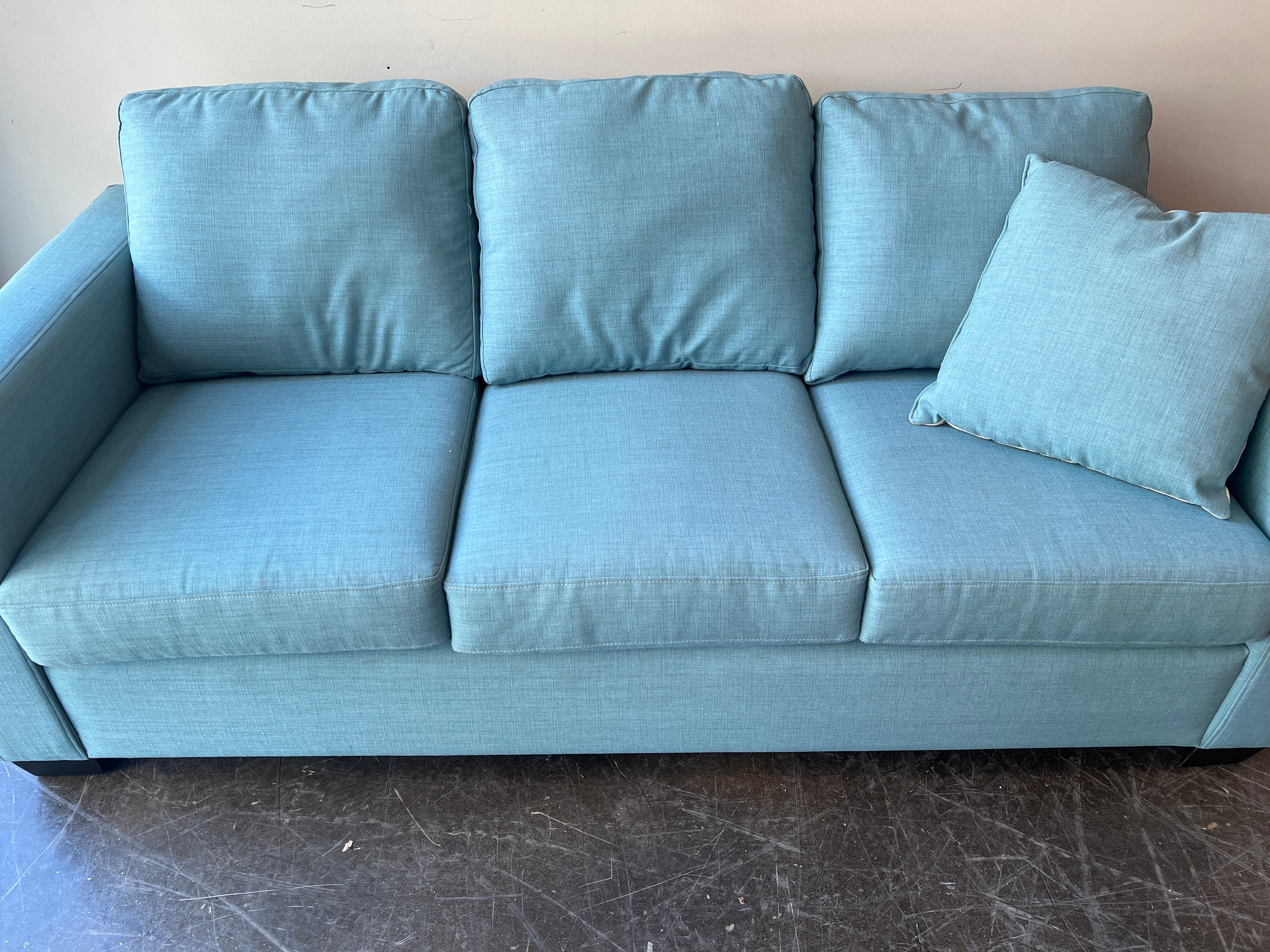 Serene Teal Three-Seat Sofa
