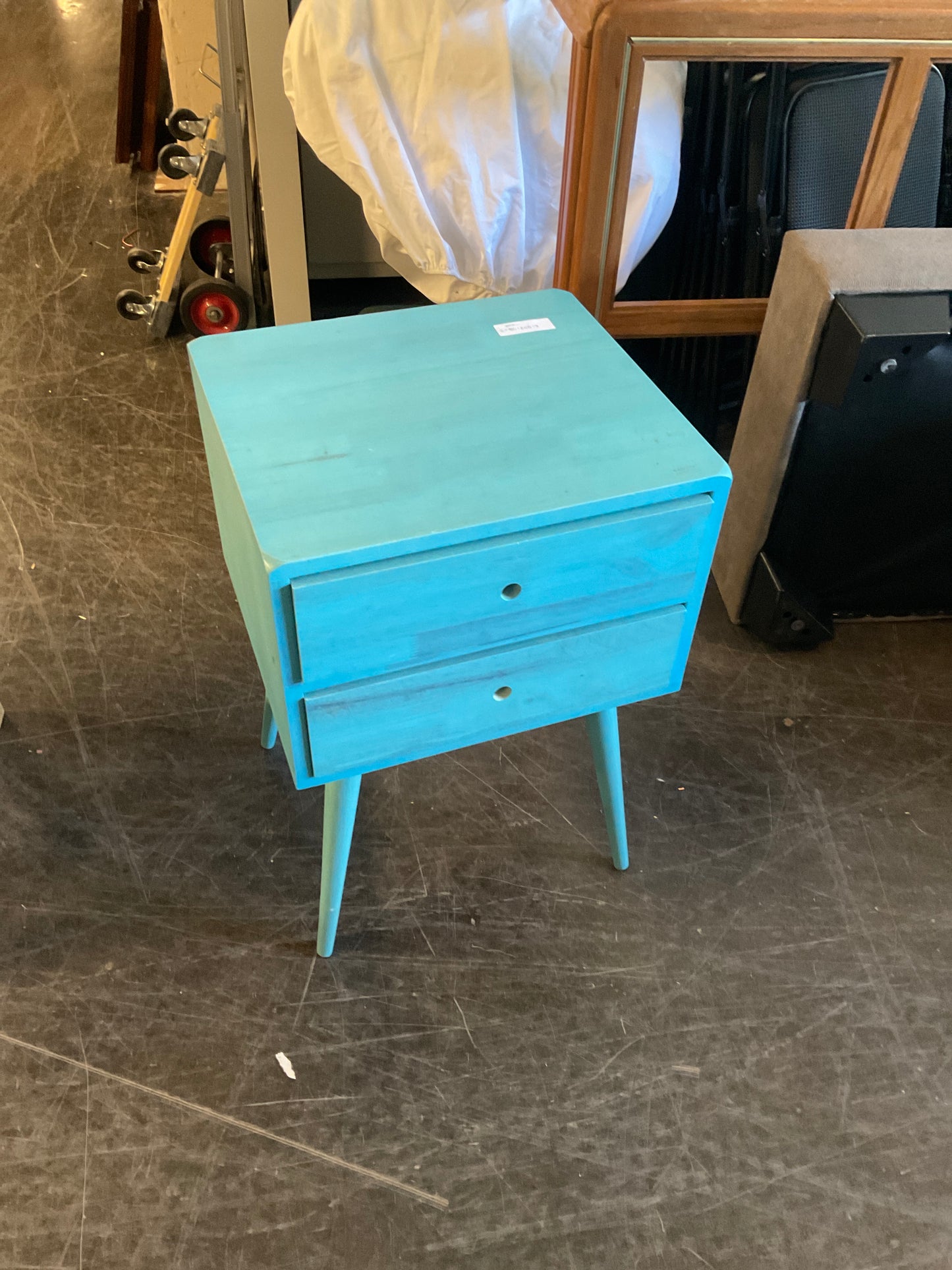 Turquoise Mid-Century Modern Two-Drawer Side Table