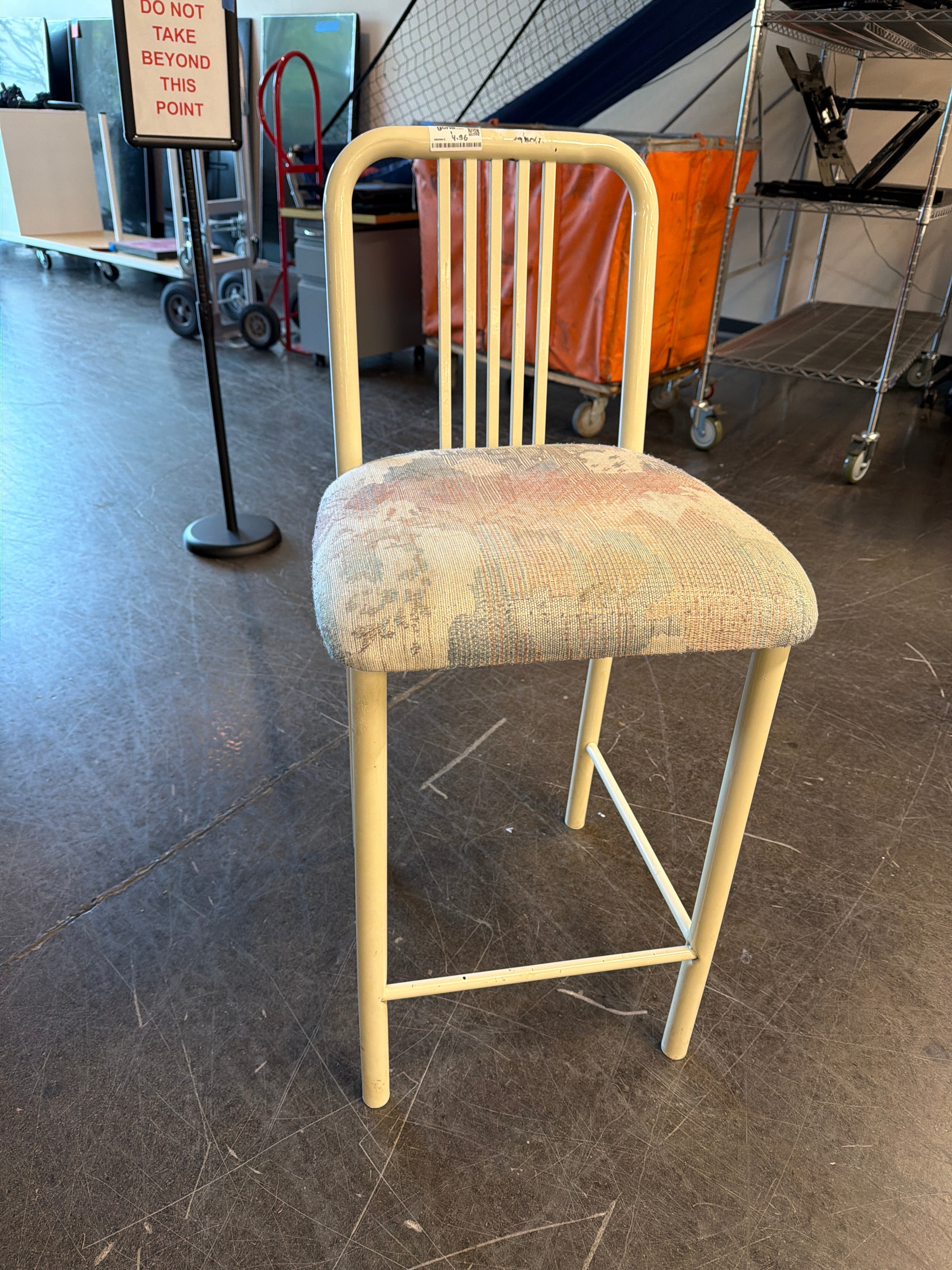 One White Metal Bar Height Chair