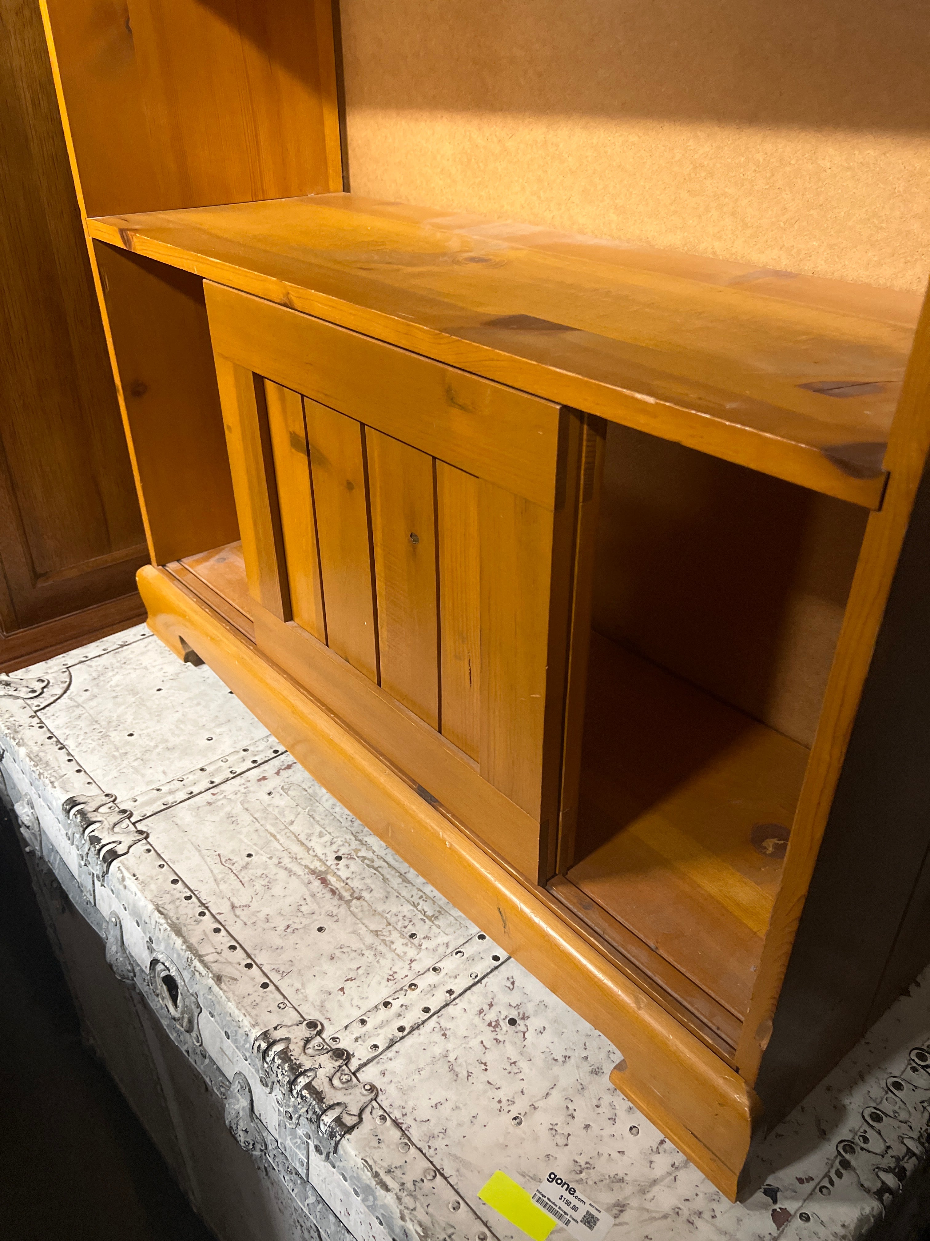 Solid Pine Bookcase with Lower Cabinet Storage