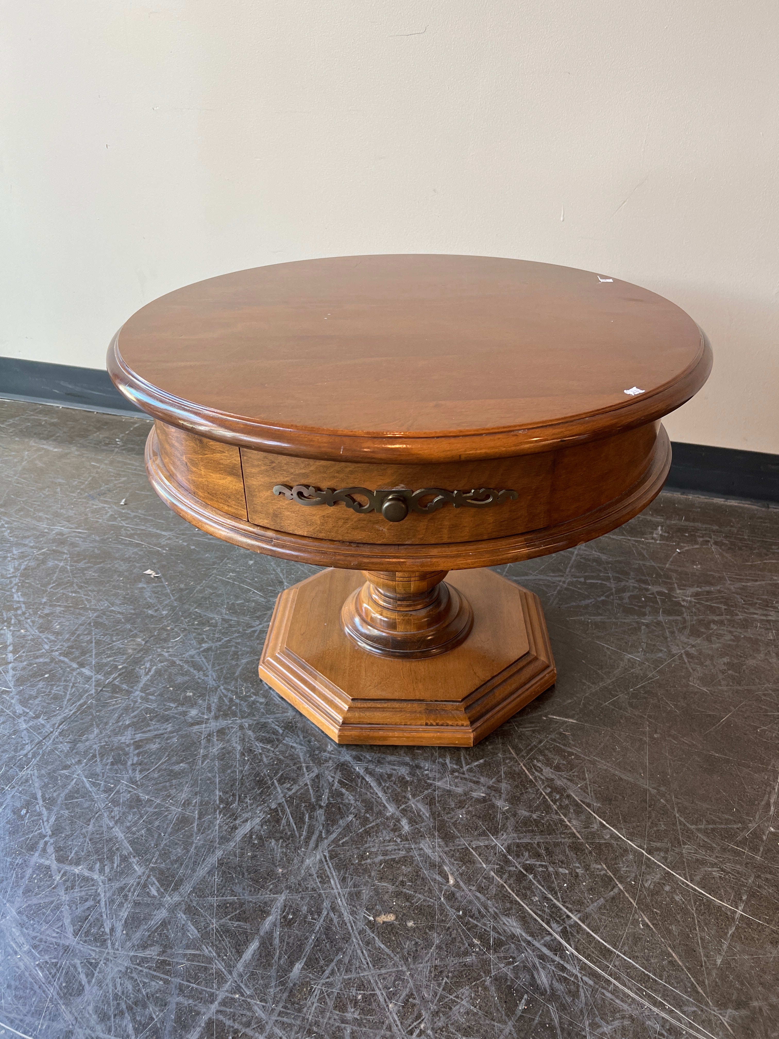 Charming Round Wood Side Table