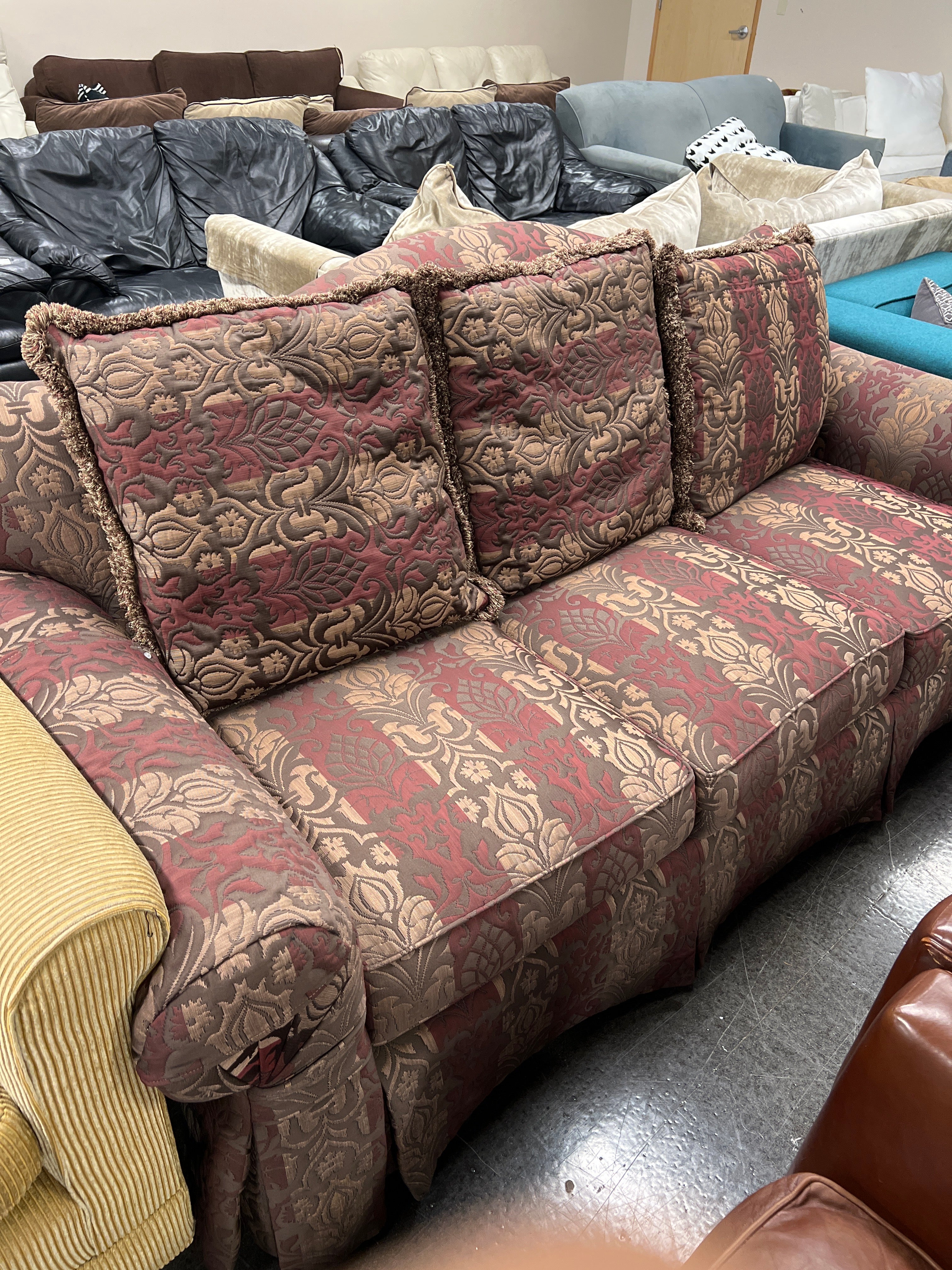 Henredon Traditional Three-Seat Sofa with Skirted Base