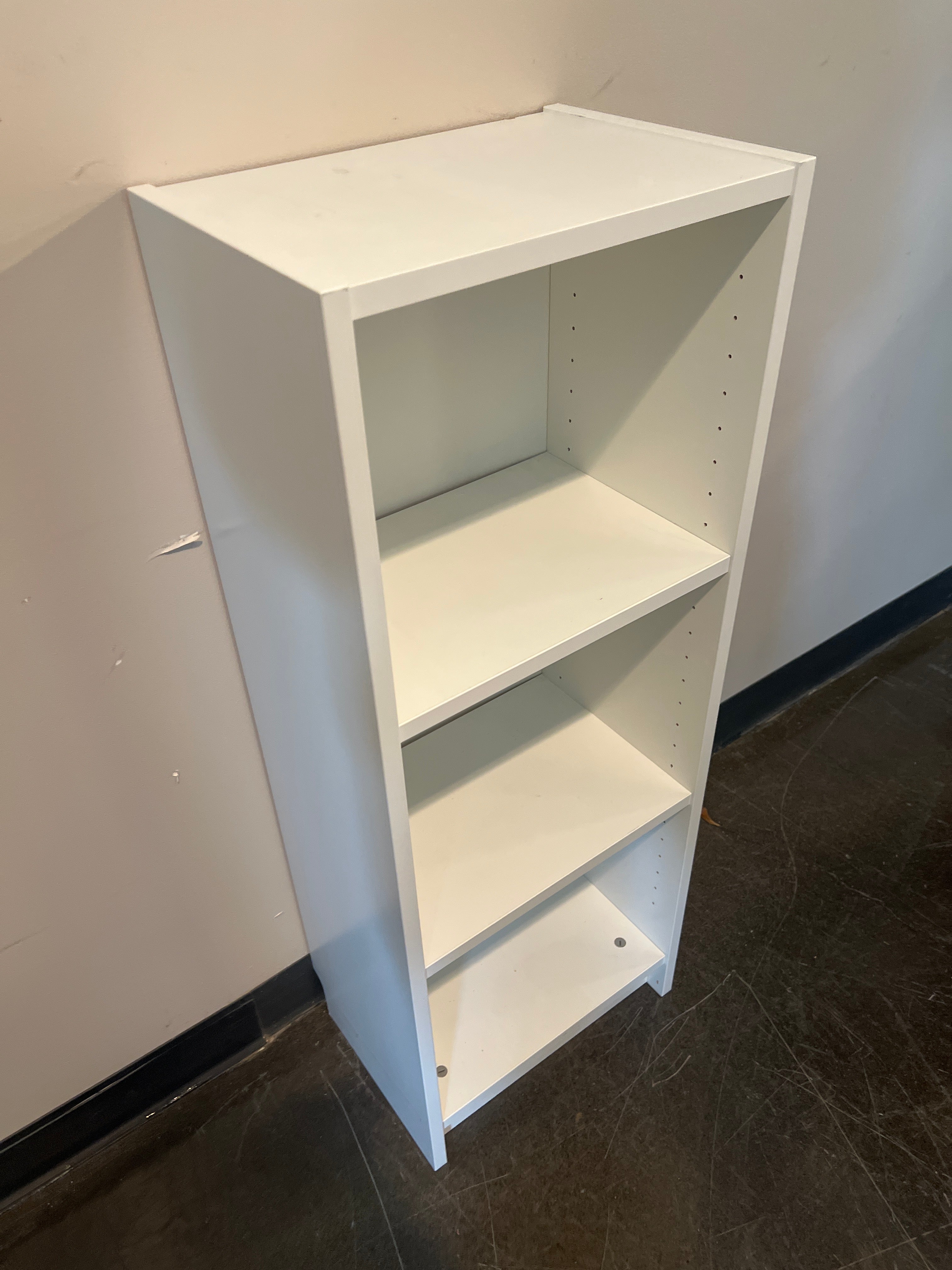 White 3-Shelf Narrow Bookcase