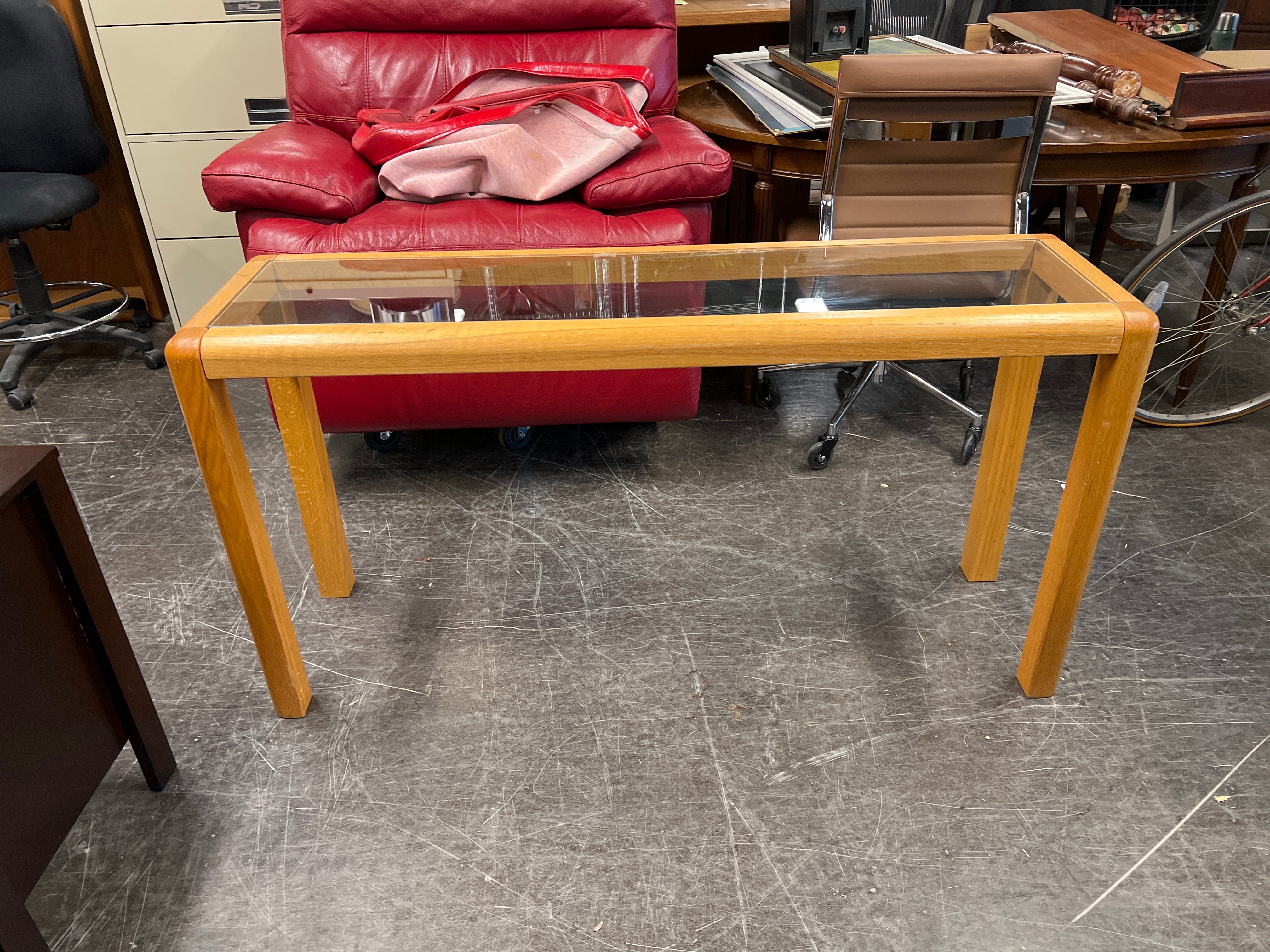 Solid Wood Table Frame with Glass Top