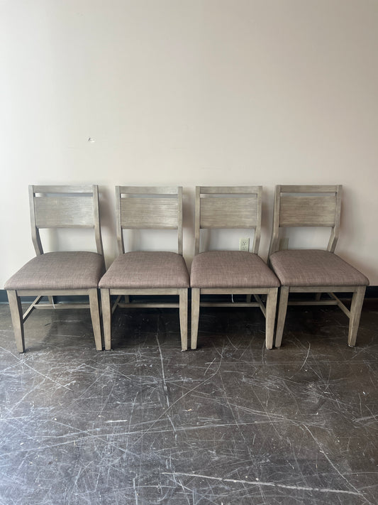 Crescent Furniture Co Set of Four Dining Chairs, Beachwood with Gray Cloth Seat