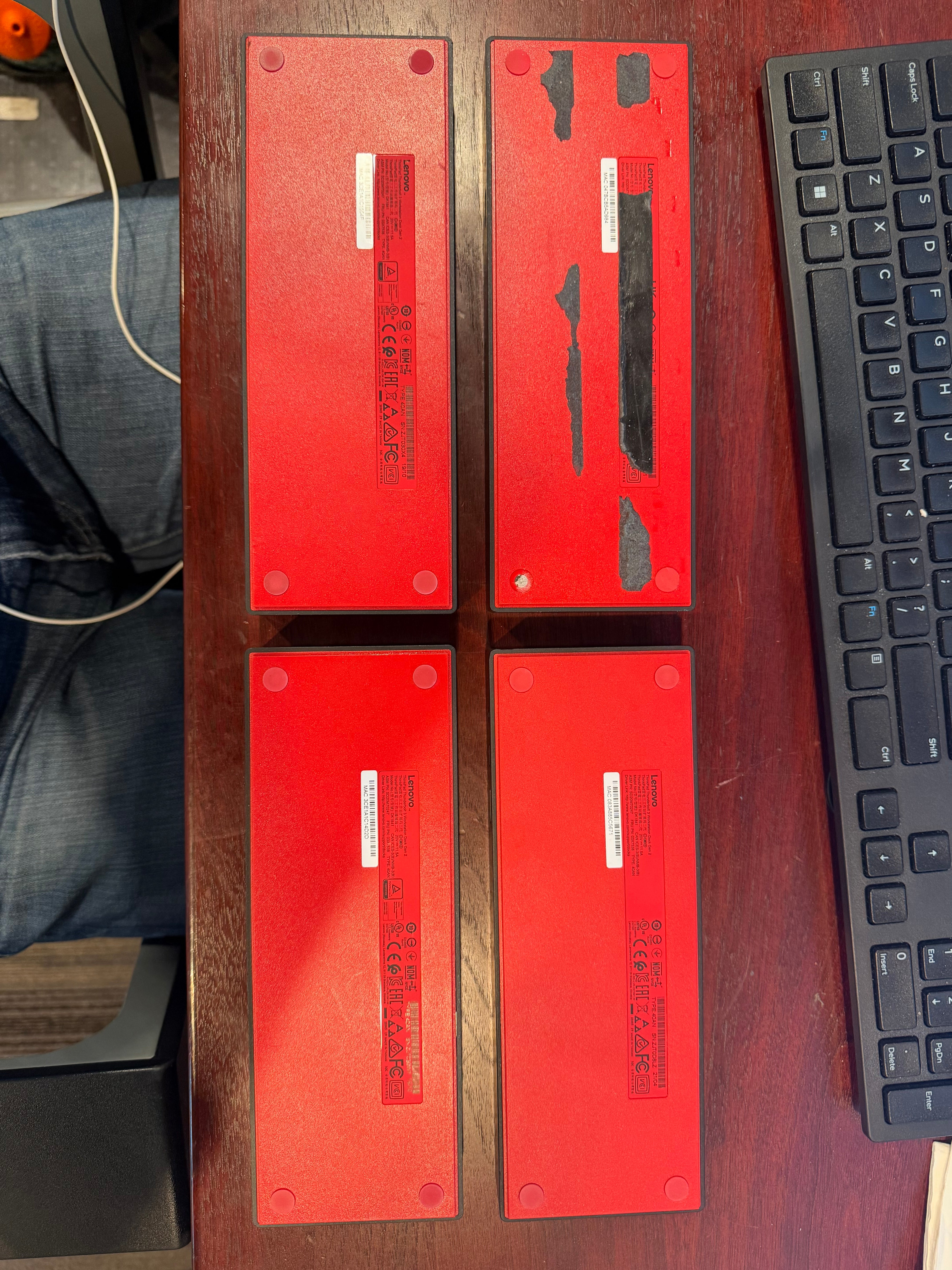 Four (4) Lenovo ThinkPad Thunderbolt 3 Workstation Dock Gen 2 (NO POWER CORD) Model No DK1841 - DOCKS ONLY - Turn On.