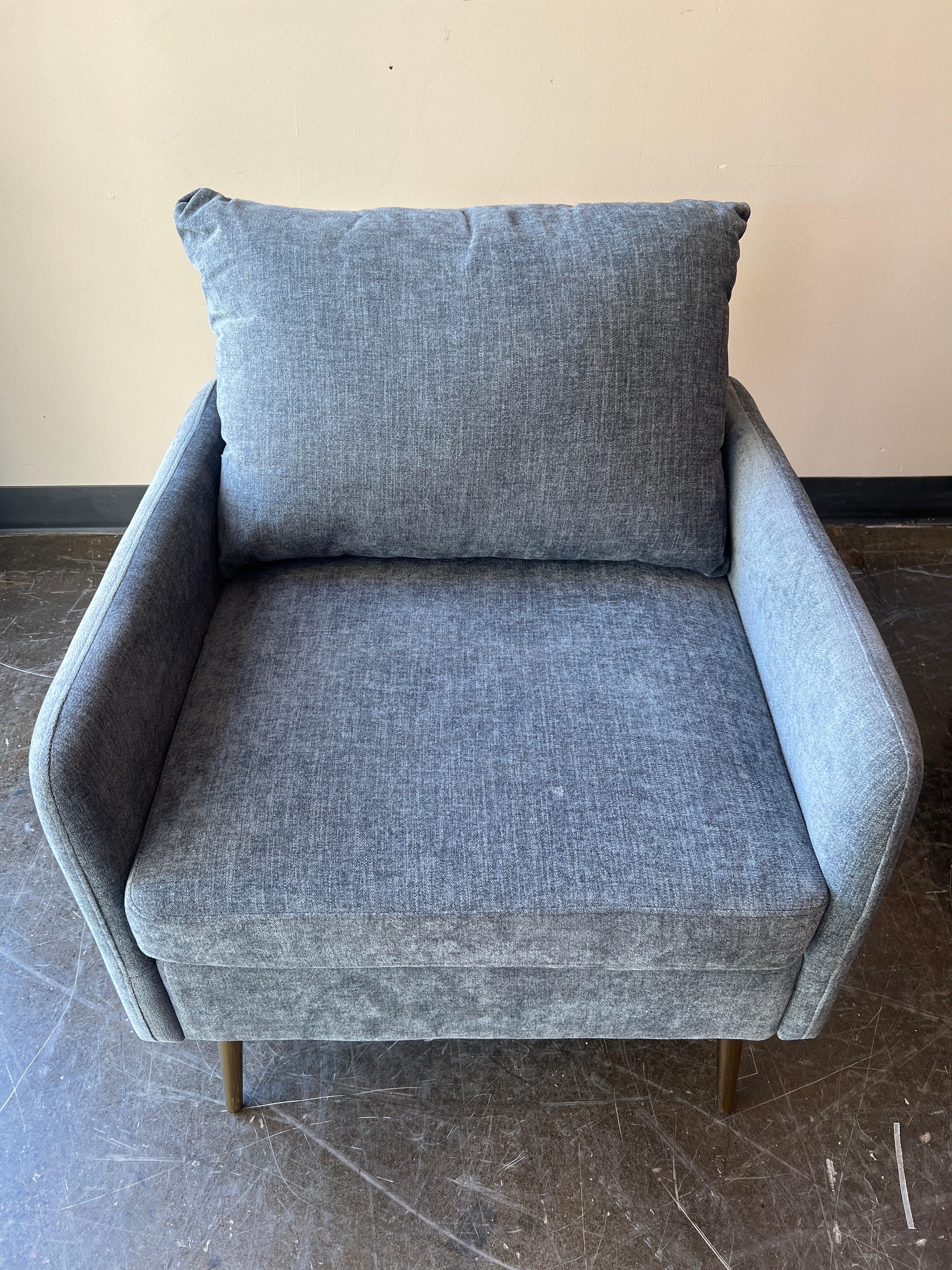 Mid-Century Modern Gray Fabric Club Chair