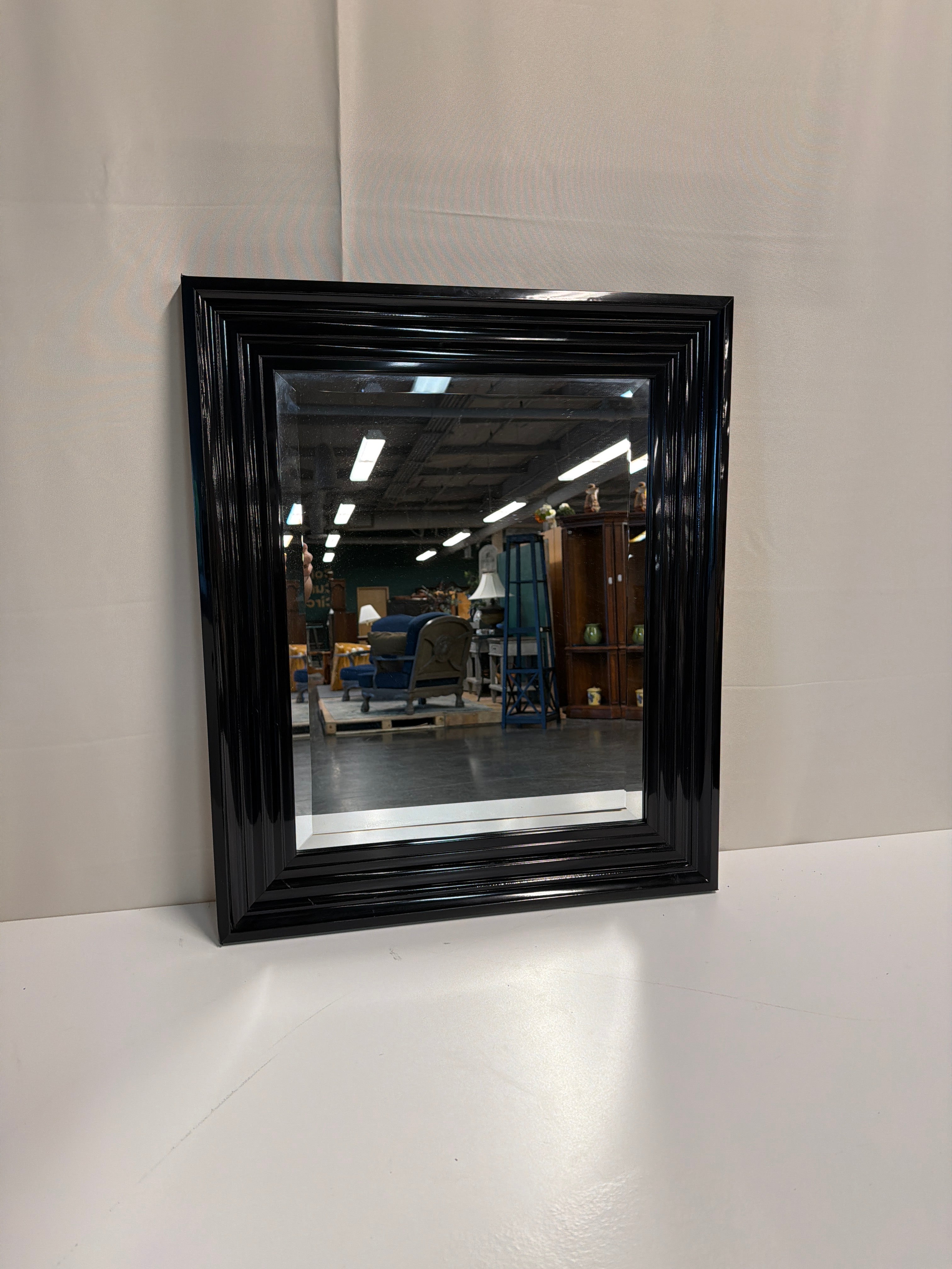 Classic Black Stepped Frame Wall Mirror
