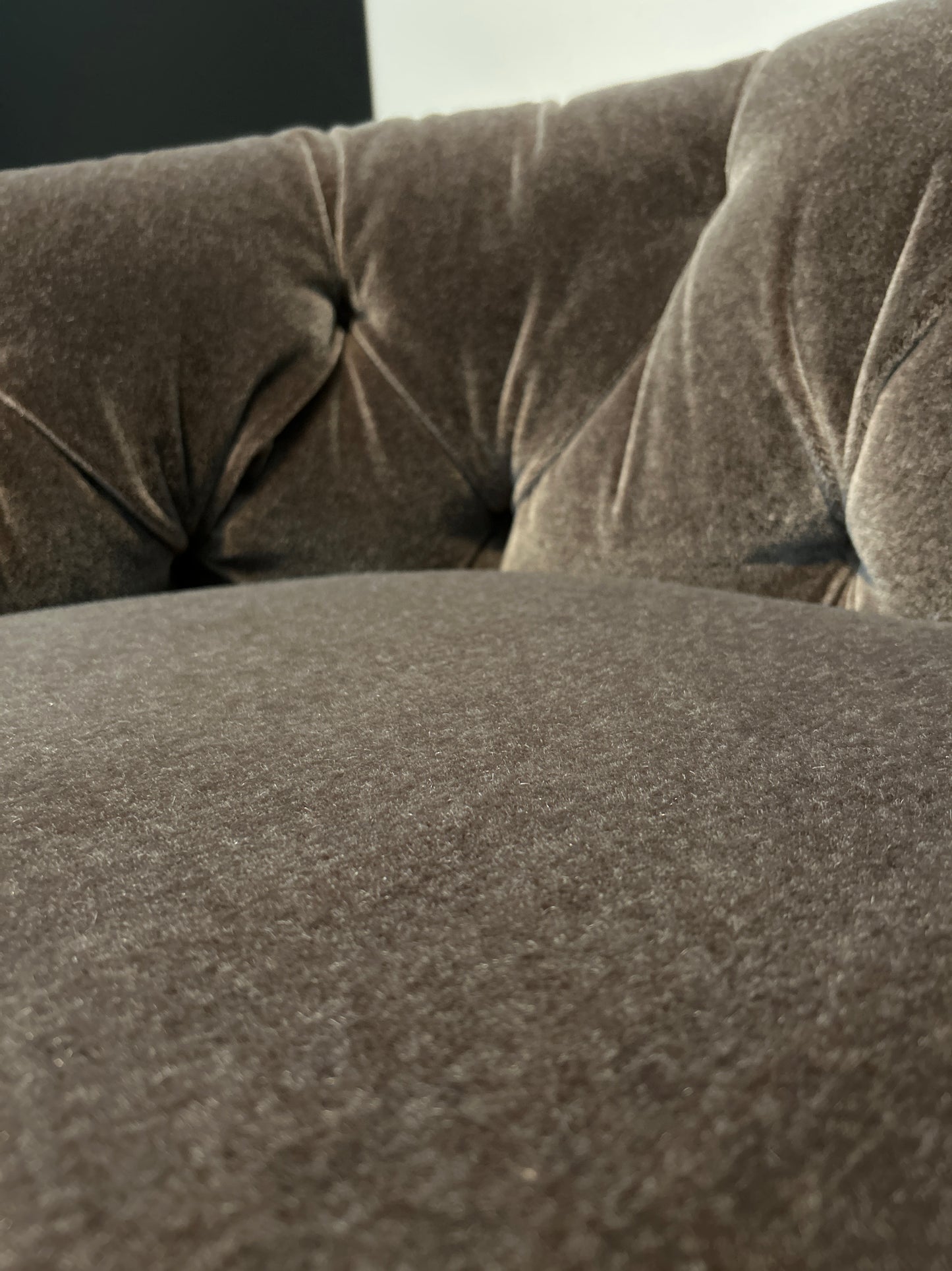 Custom Tufted Gray Velvet Loveseat