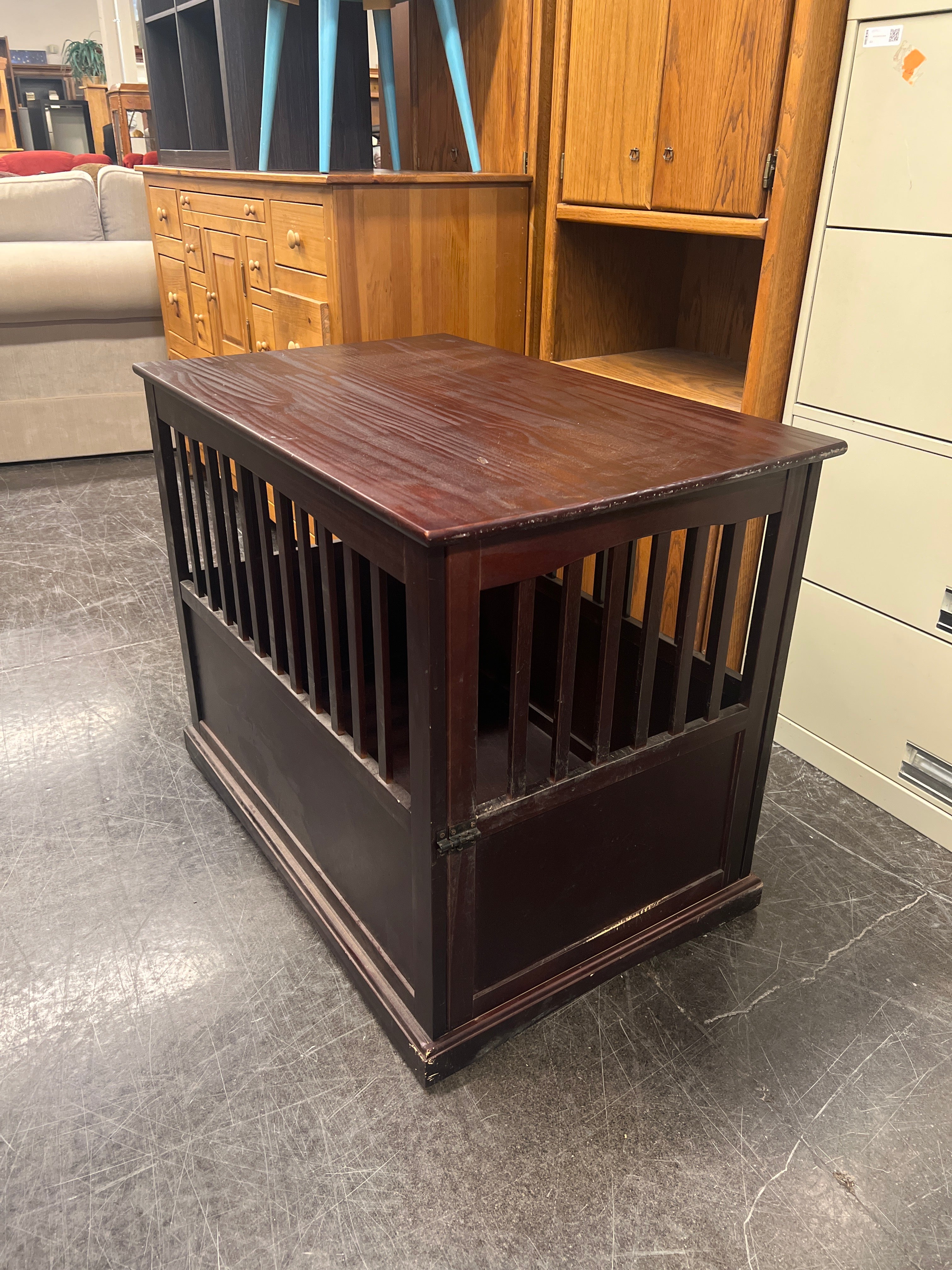 Extra Large Espresso Wooden Pet Crate End Table