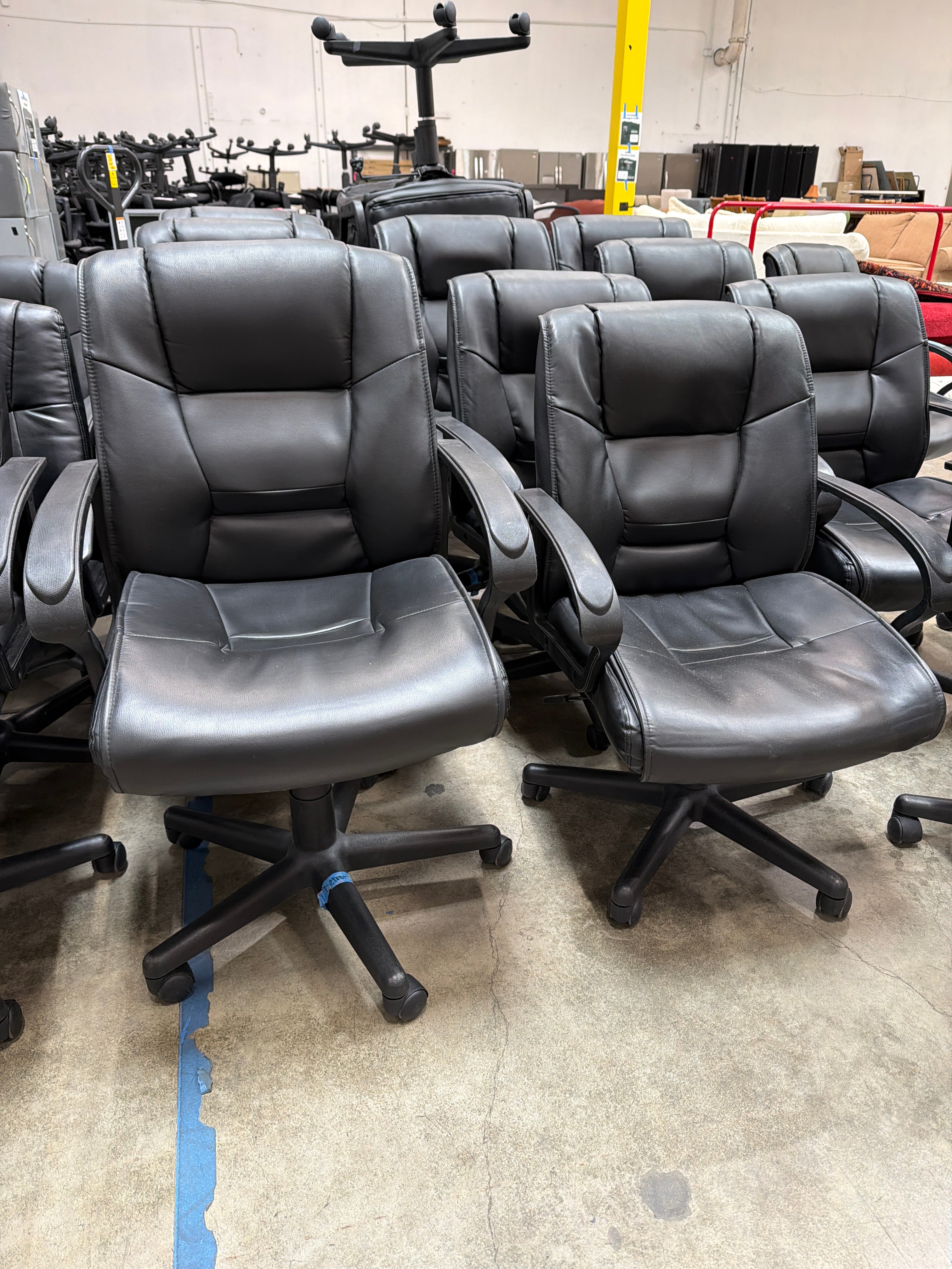 Comfortable Black Faux Leather Adjustable Swivel Office Chair