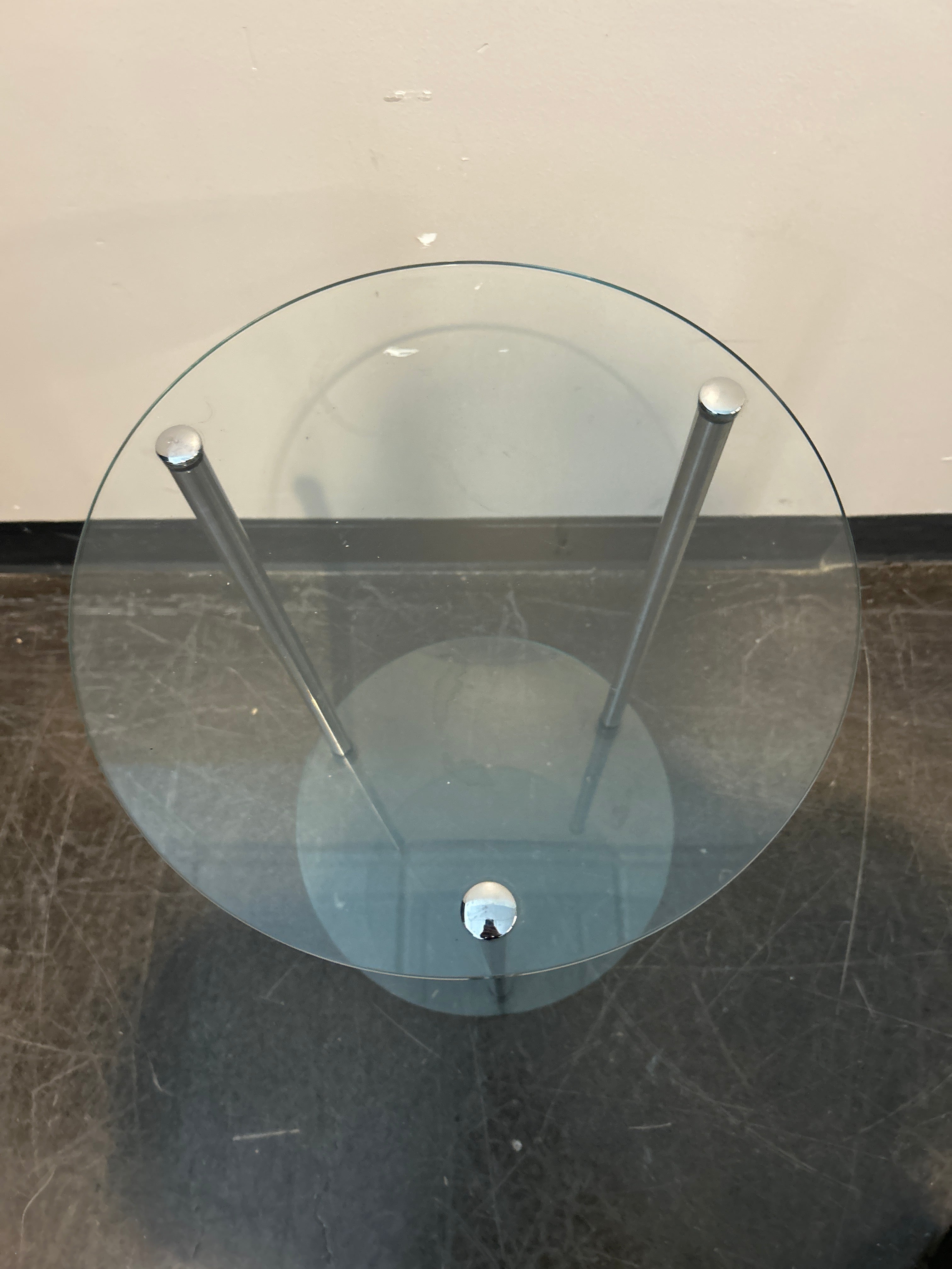 Round Glass Side Table with Chrome Legs