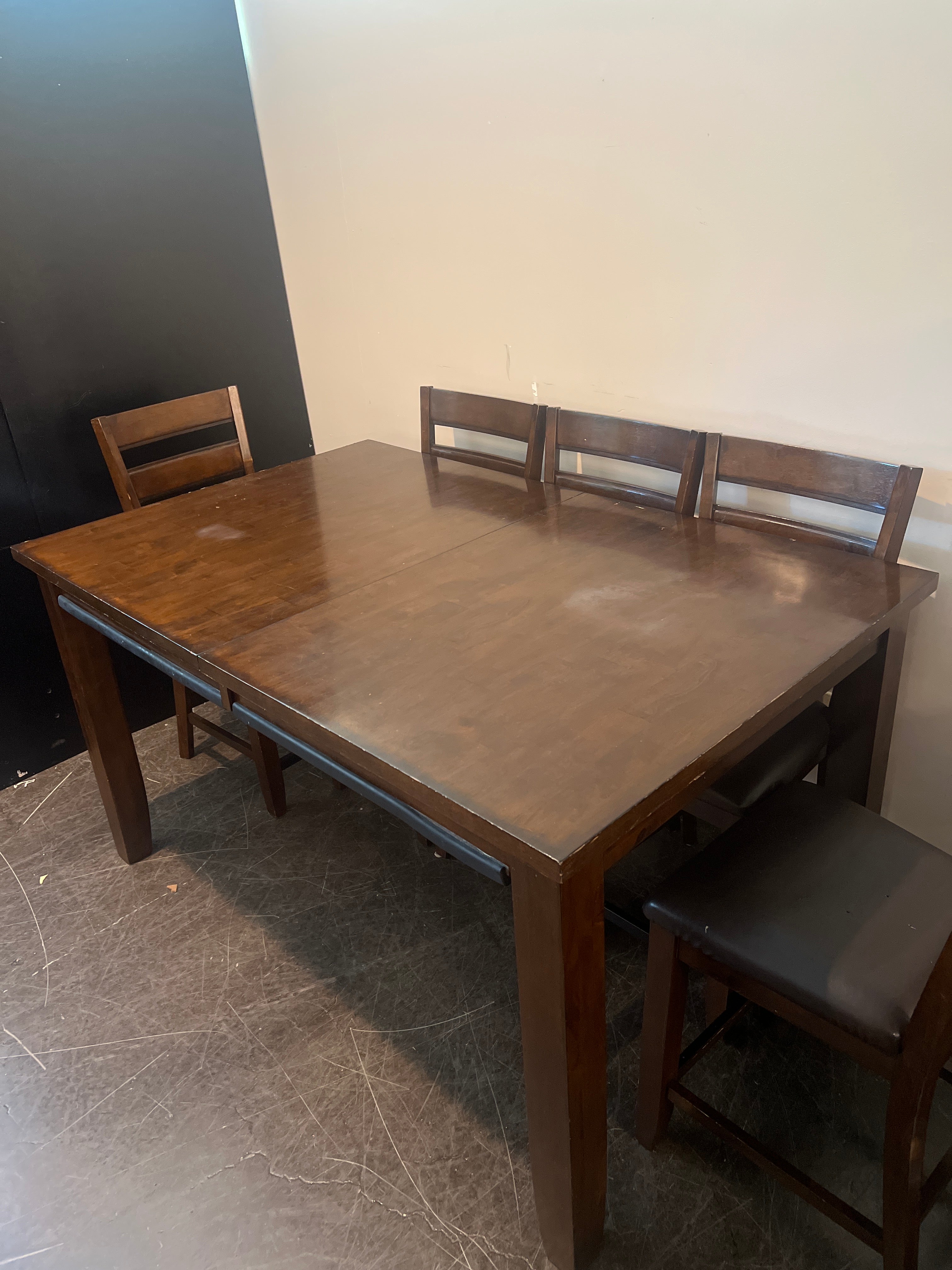 Dark Brown Wood Dining Set with 8 Chairs