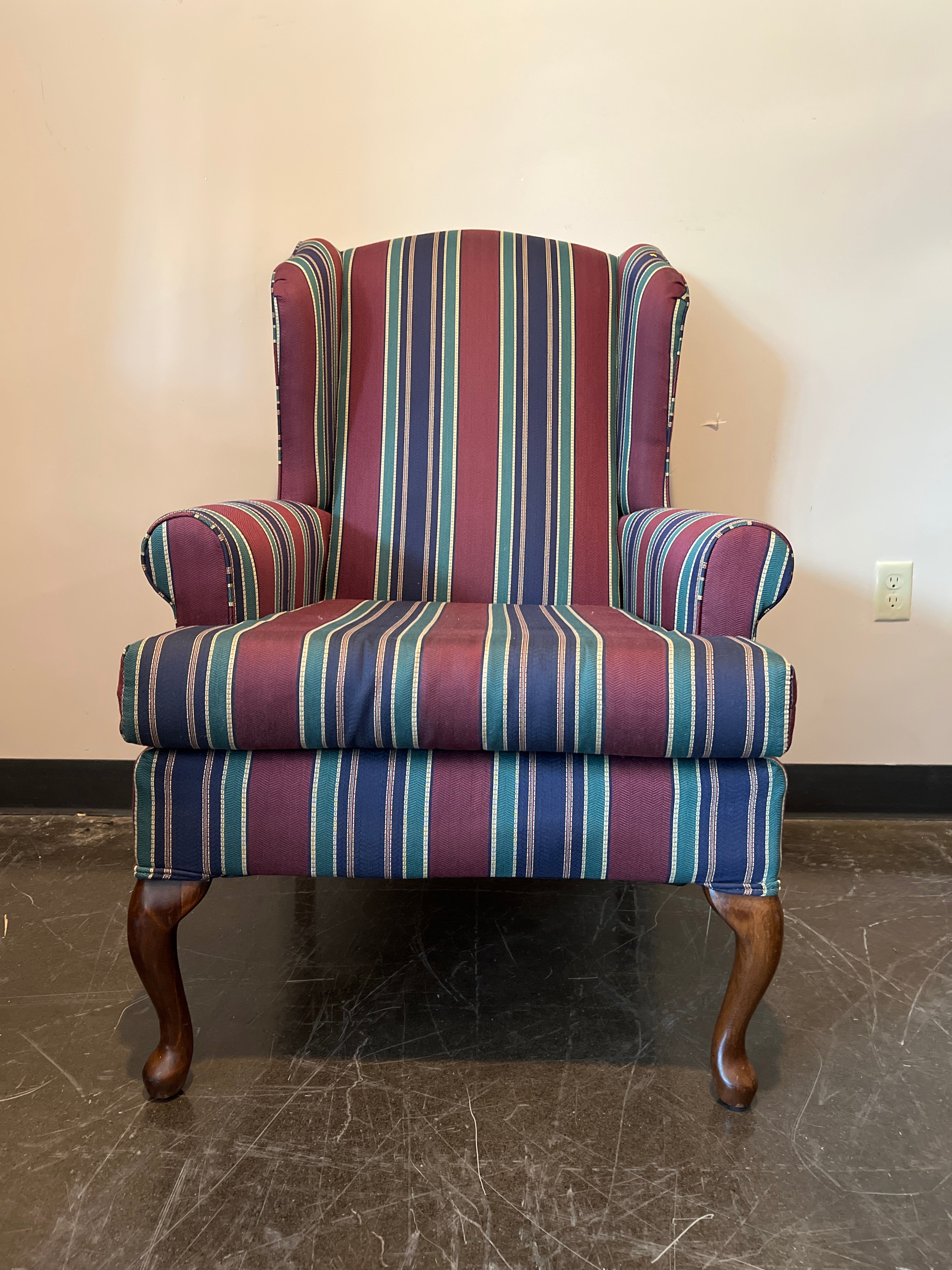 Basset Striped Wingback Accent Chair