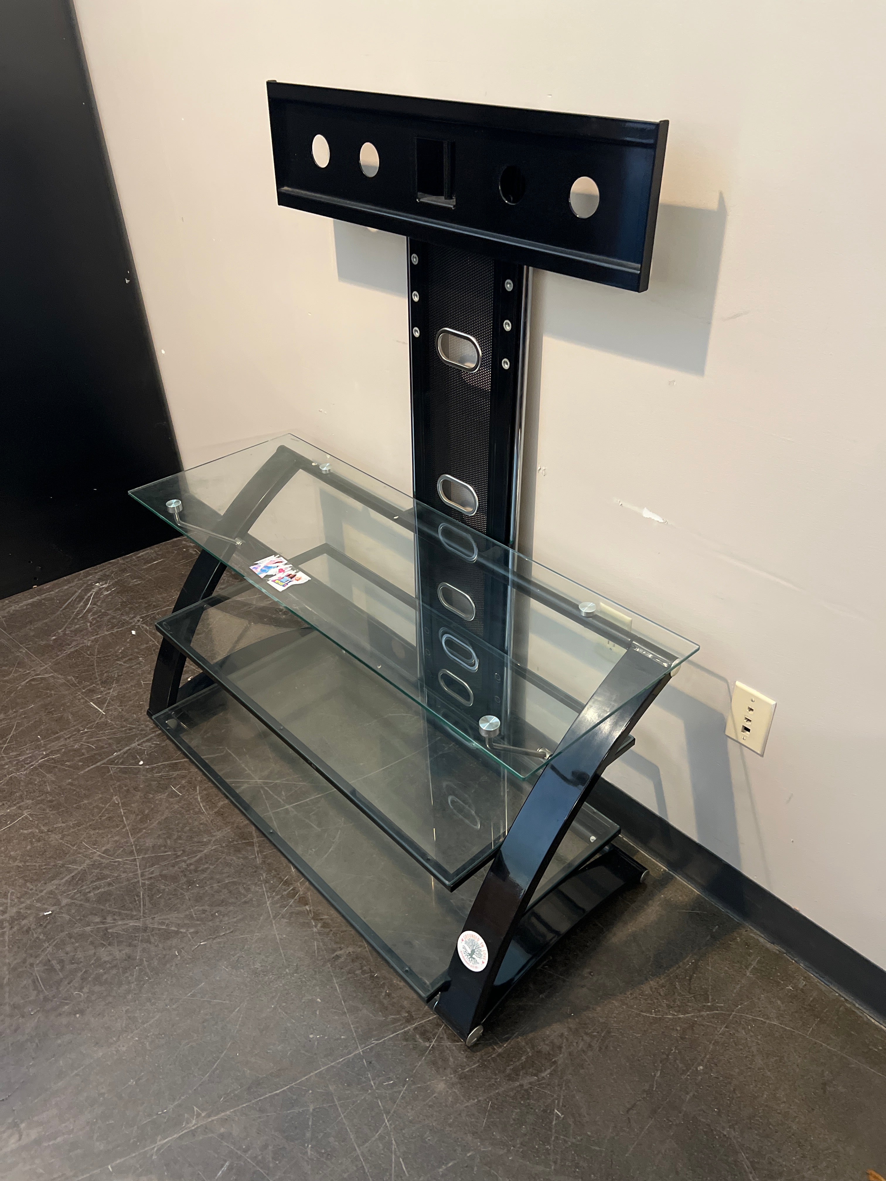Glass TV Stand with Mount and Shelves