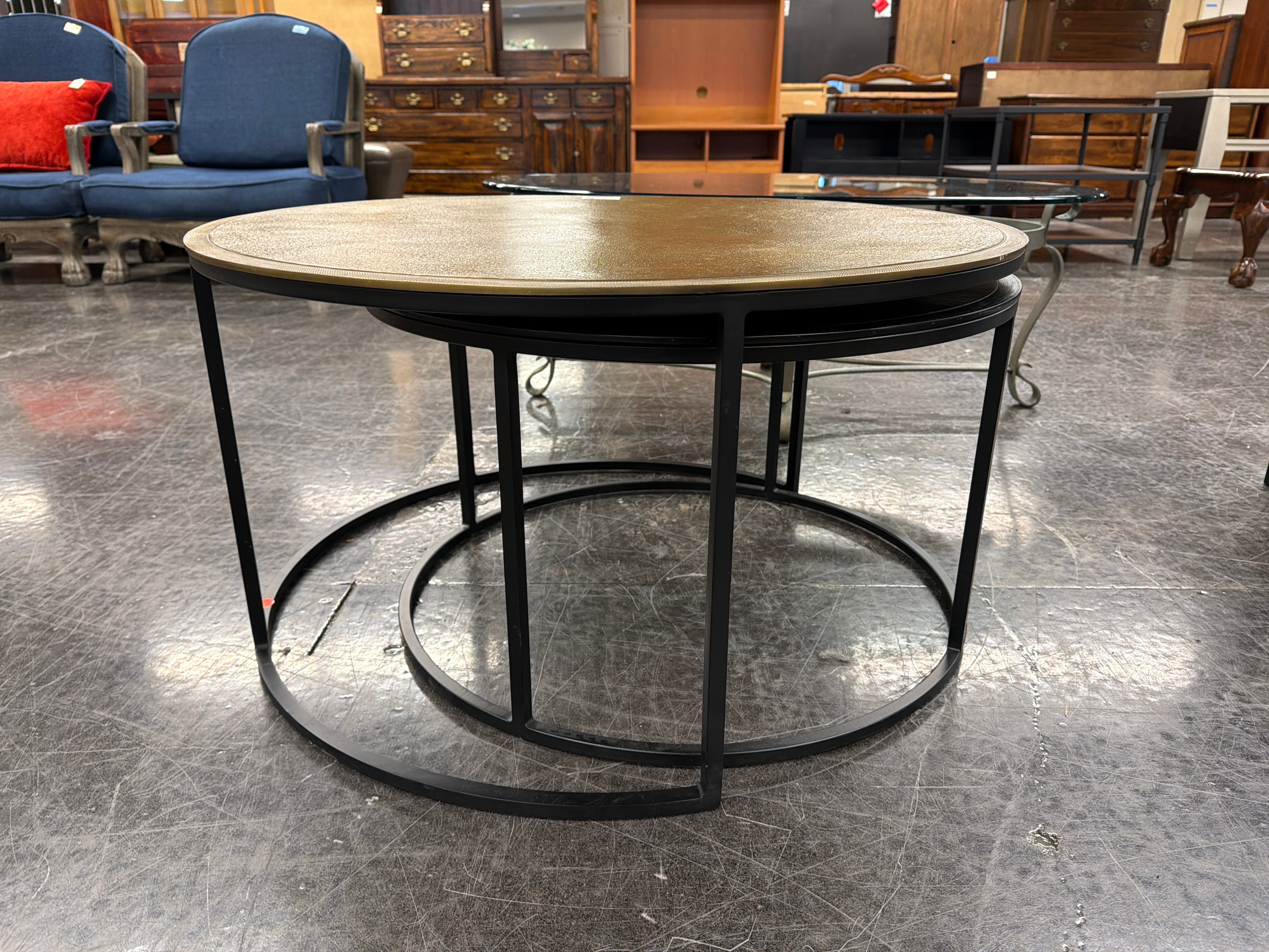 Crate & Barrel 'Knurl' 2-Piece Nesting Coffee Table Set