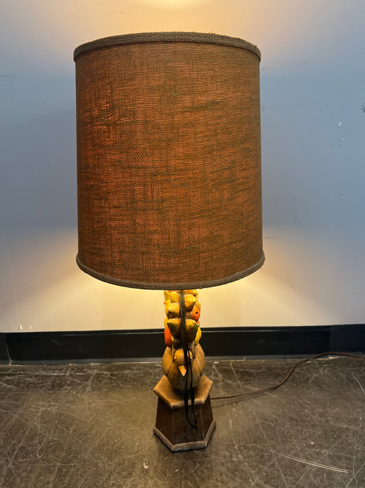 Mid-Century Modern Table Lamp with Burlap Shade