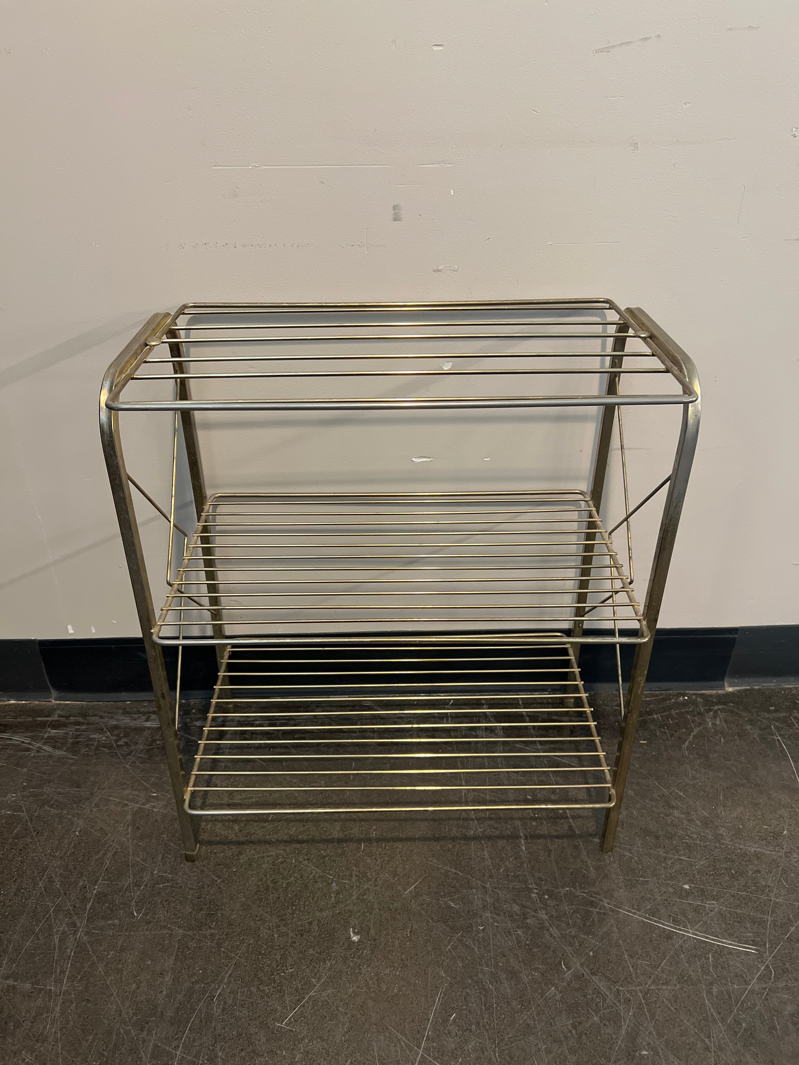 AVALADI Gold Metal Three-Tier Shoe Rack