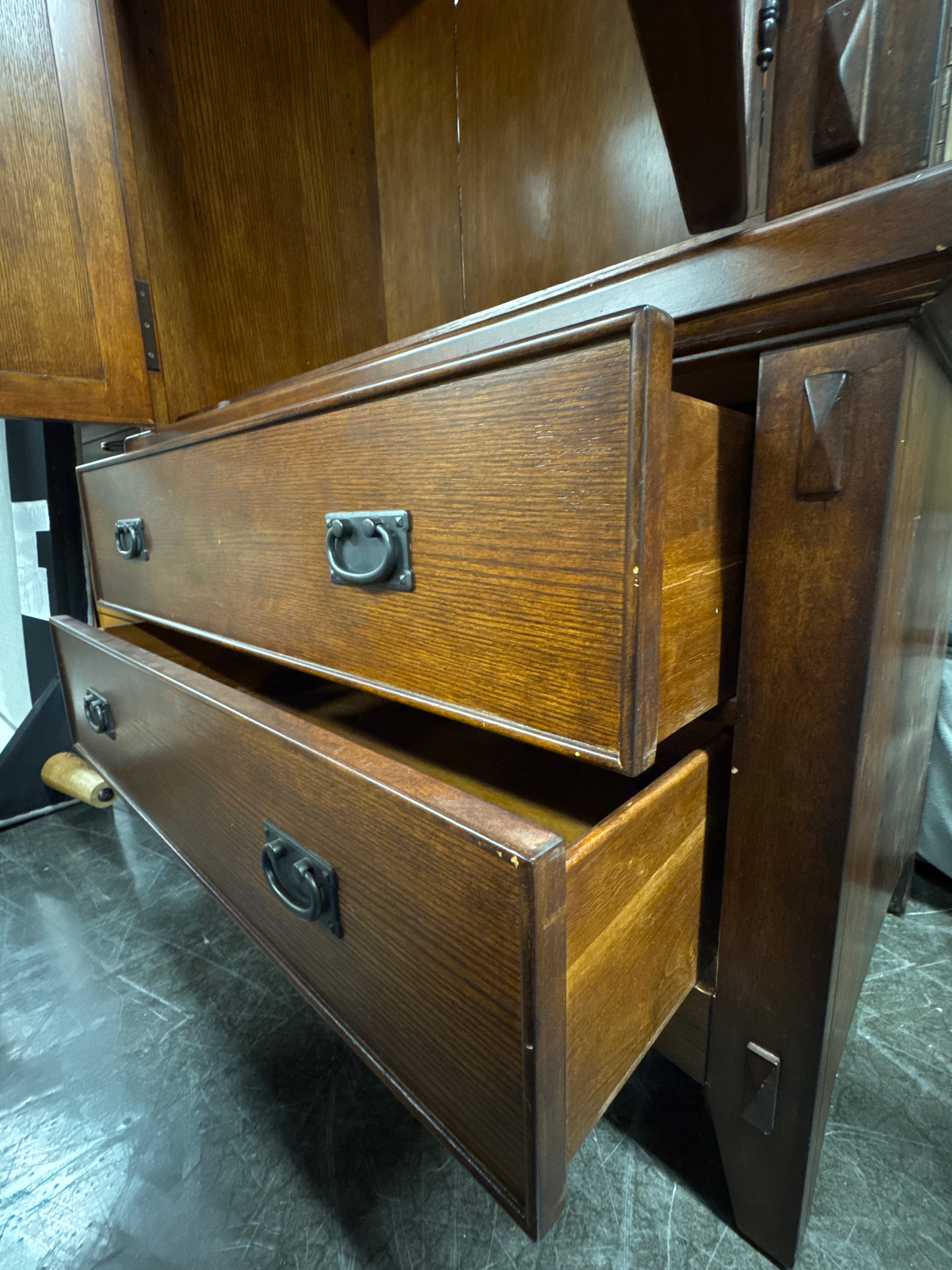Rich Hardwood Armoire with Two Drawers with Inlay Bow Tie Design