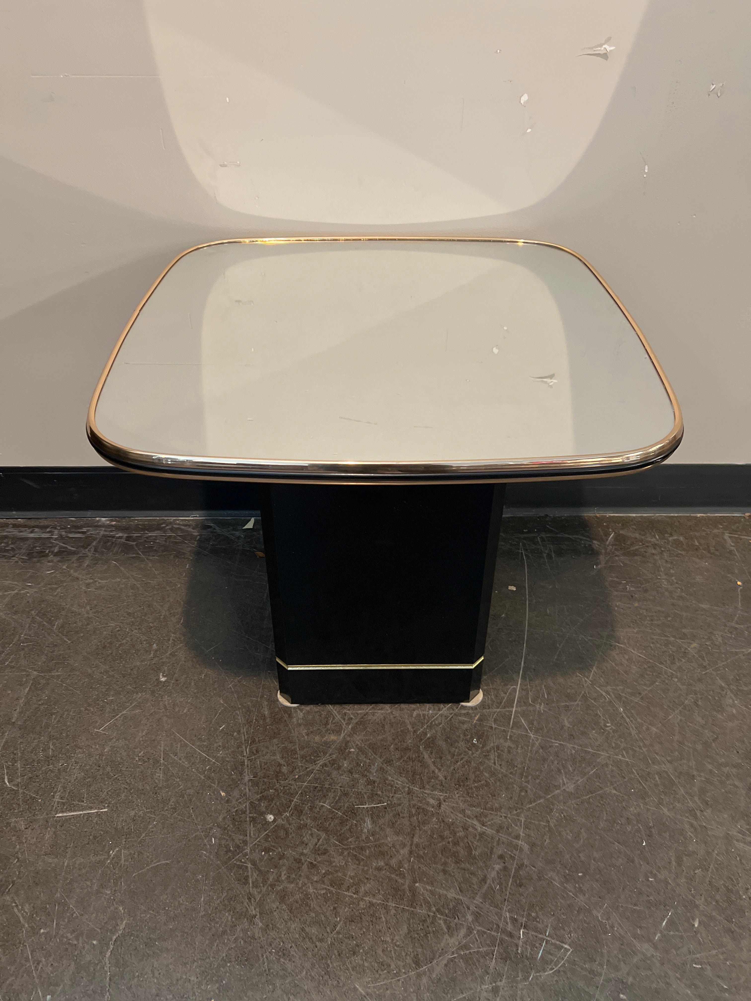 Rounded Glass Coffee Table with Gold Frame