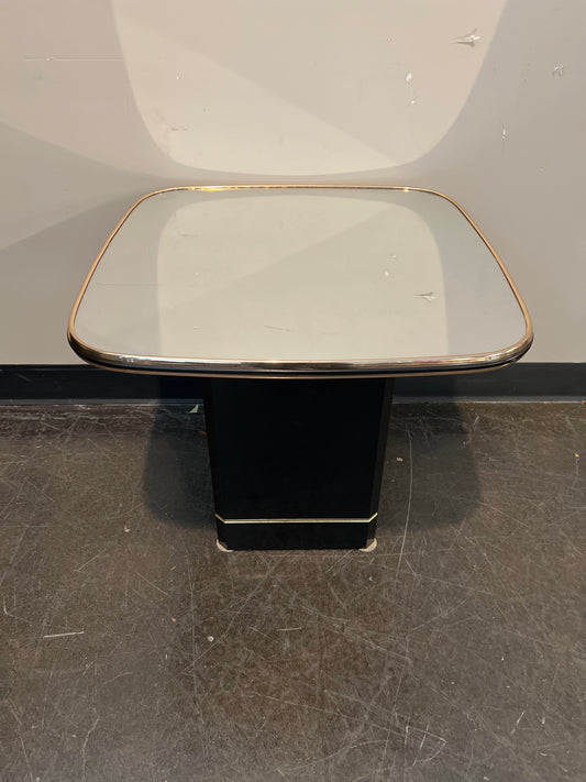 Rounded Glass Coffee Table with Gold Frame