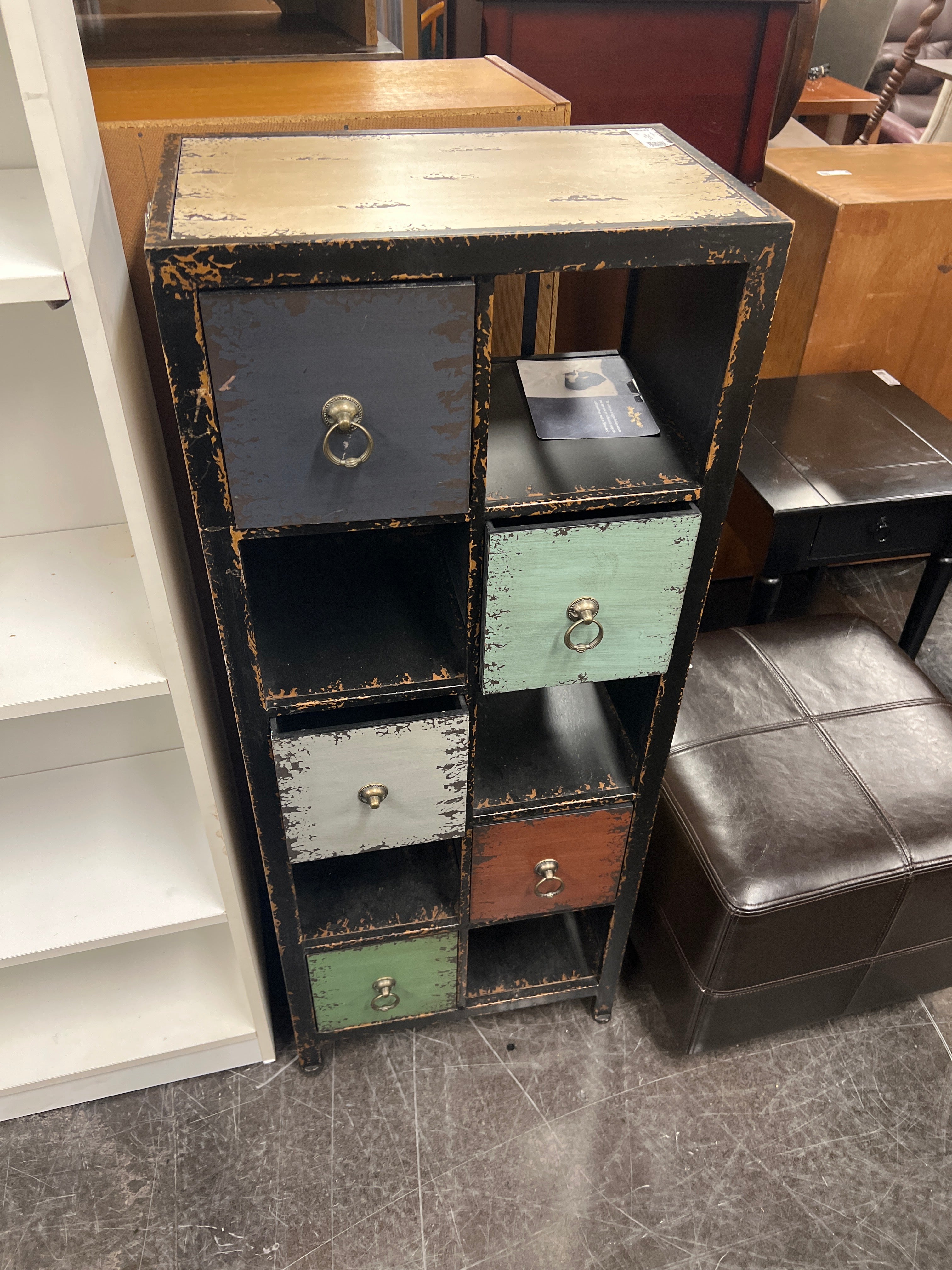 Vintage-Inspired Distressed Multi-Drawer Cabinet