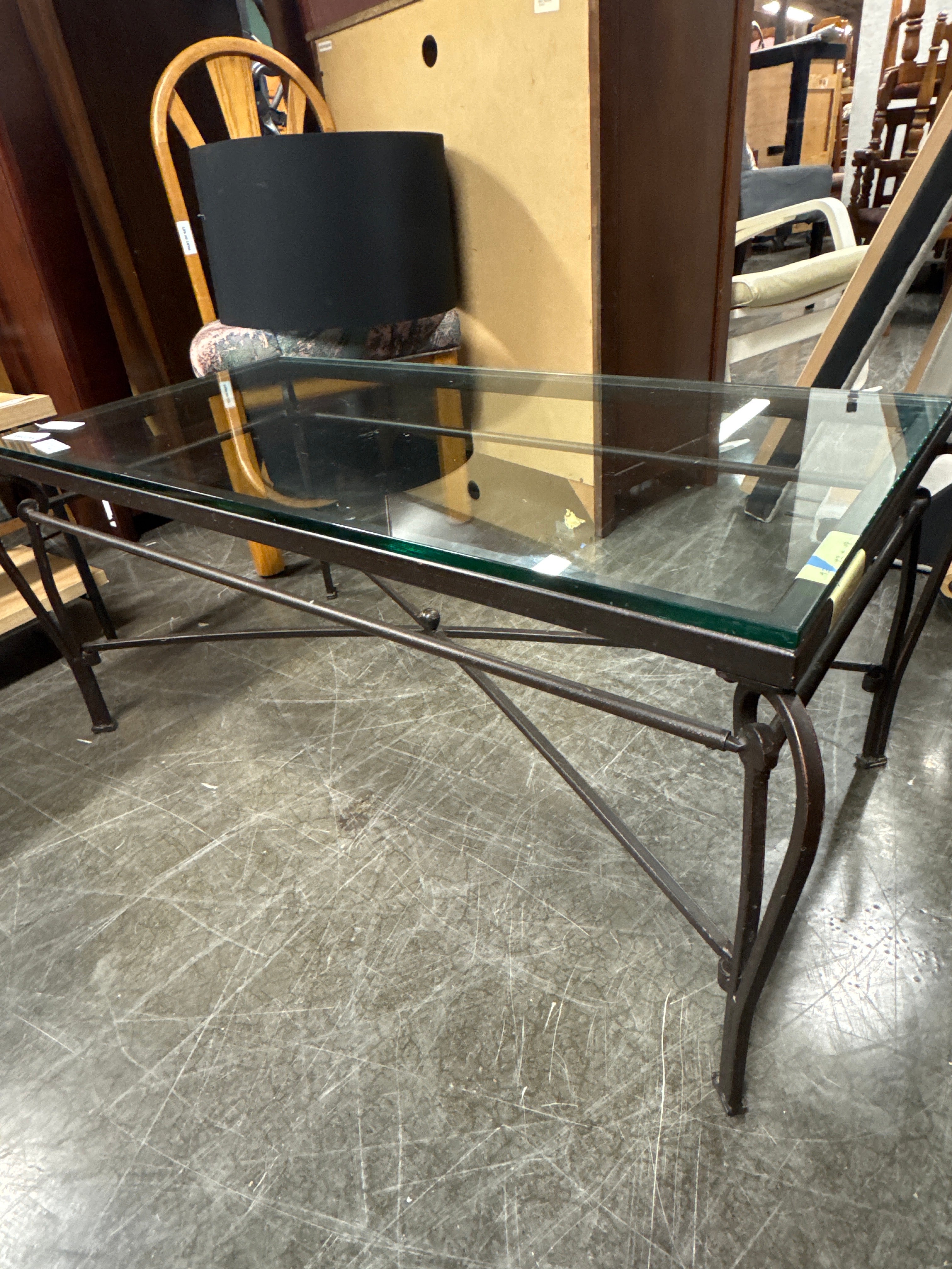 Modern Glass-Top Coffee Table with Metal Frame