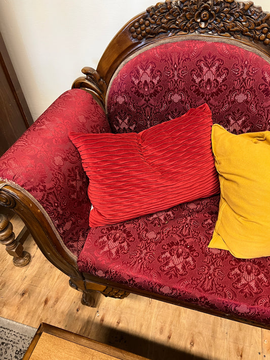 Small Red Throw Pillow – Soft Textured Fabric