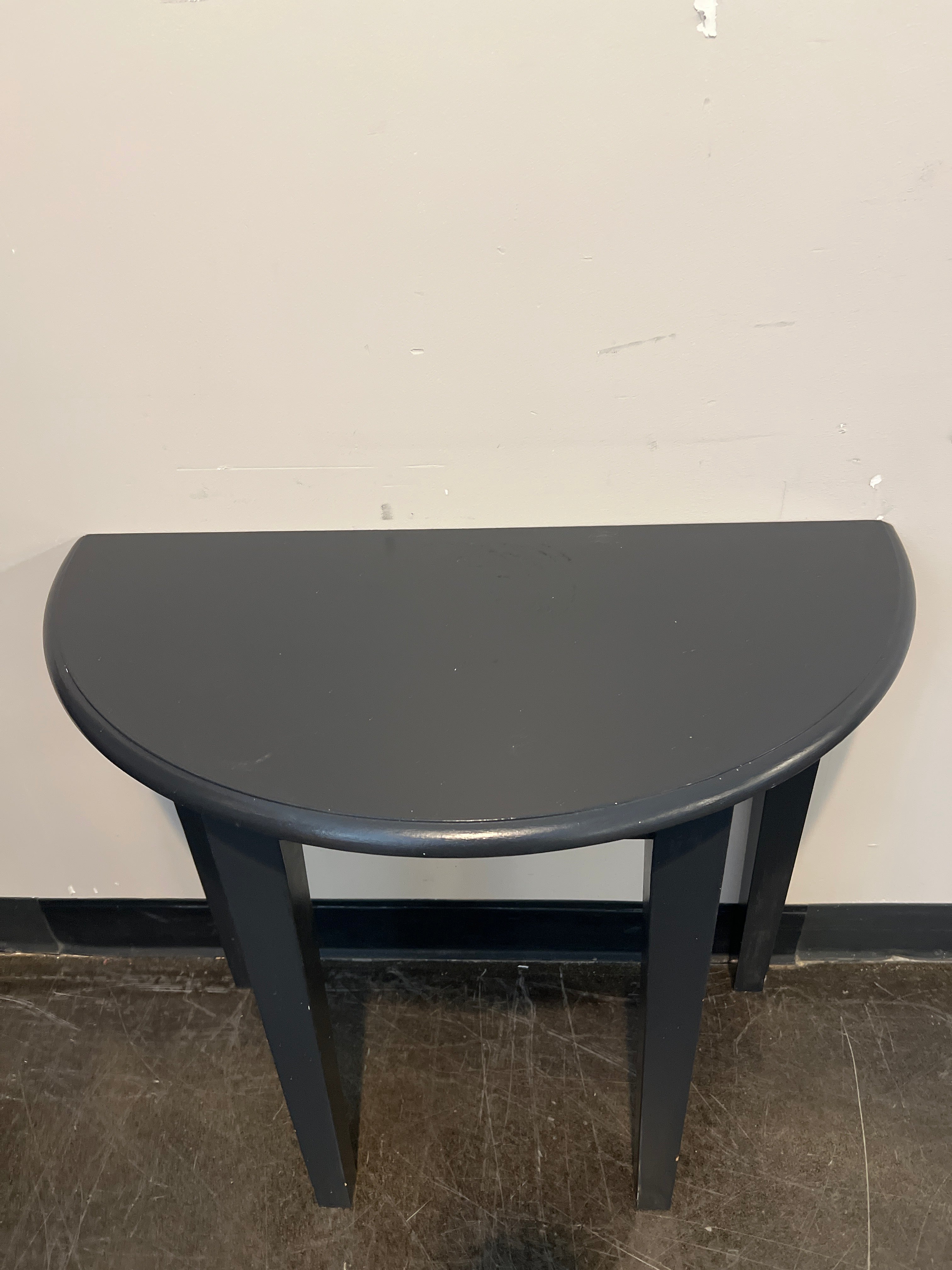 Dark Grey Hardwood Half-Moon Console Table