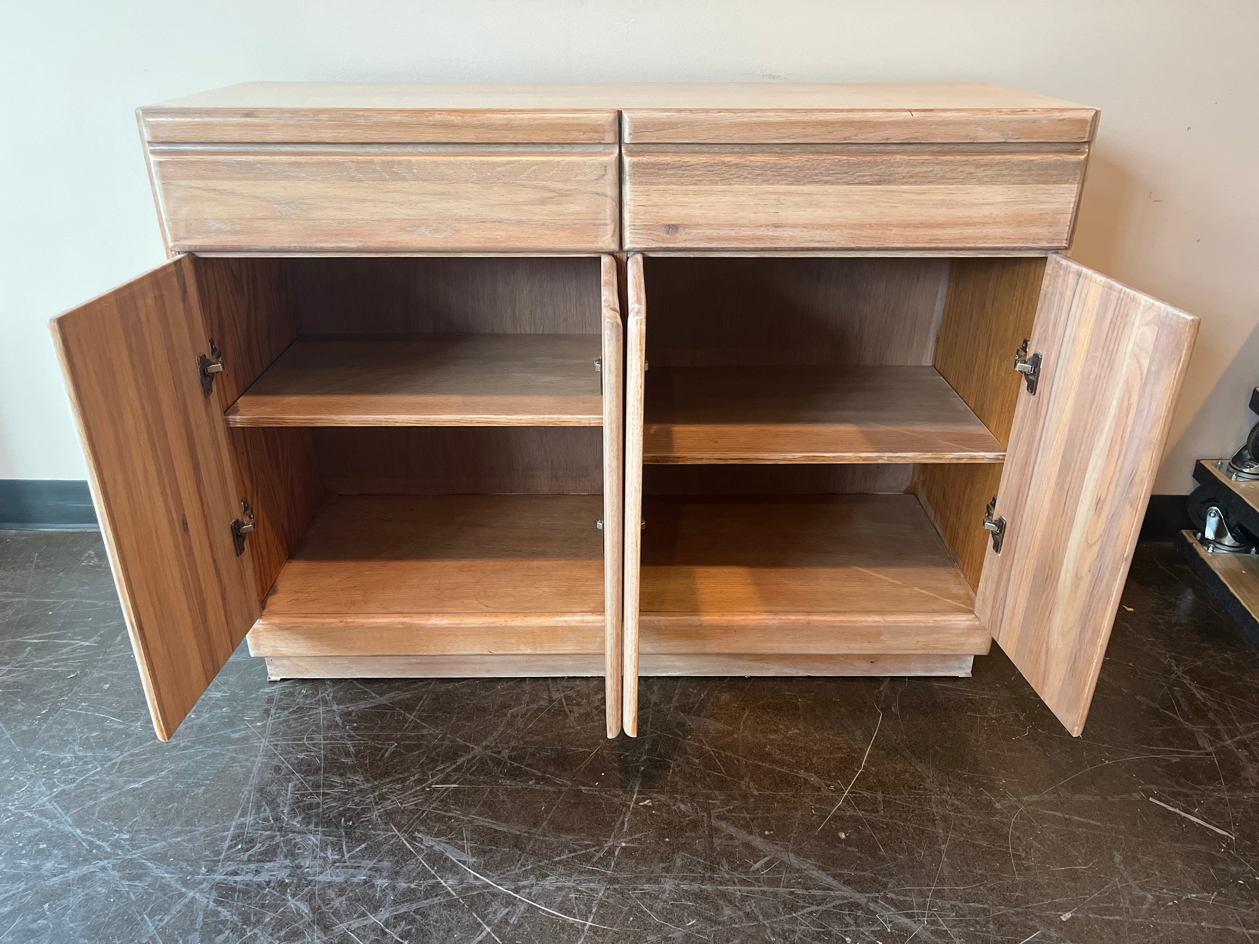 Light Wood Storage Side Board Cabinet with Two Drawers and Shelving - Could Double as Dresser