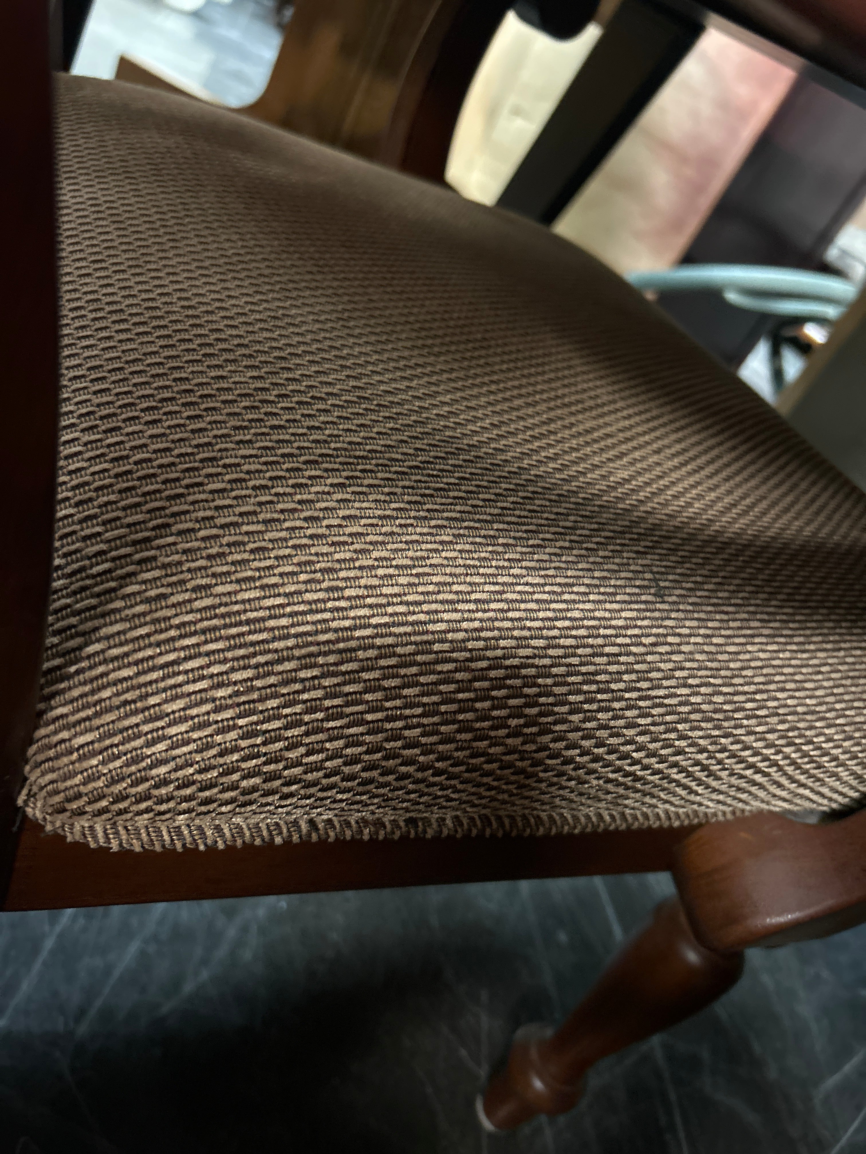 Wood With Fabric Seat Dining Chair, Captain Chair