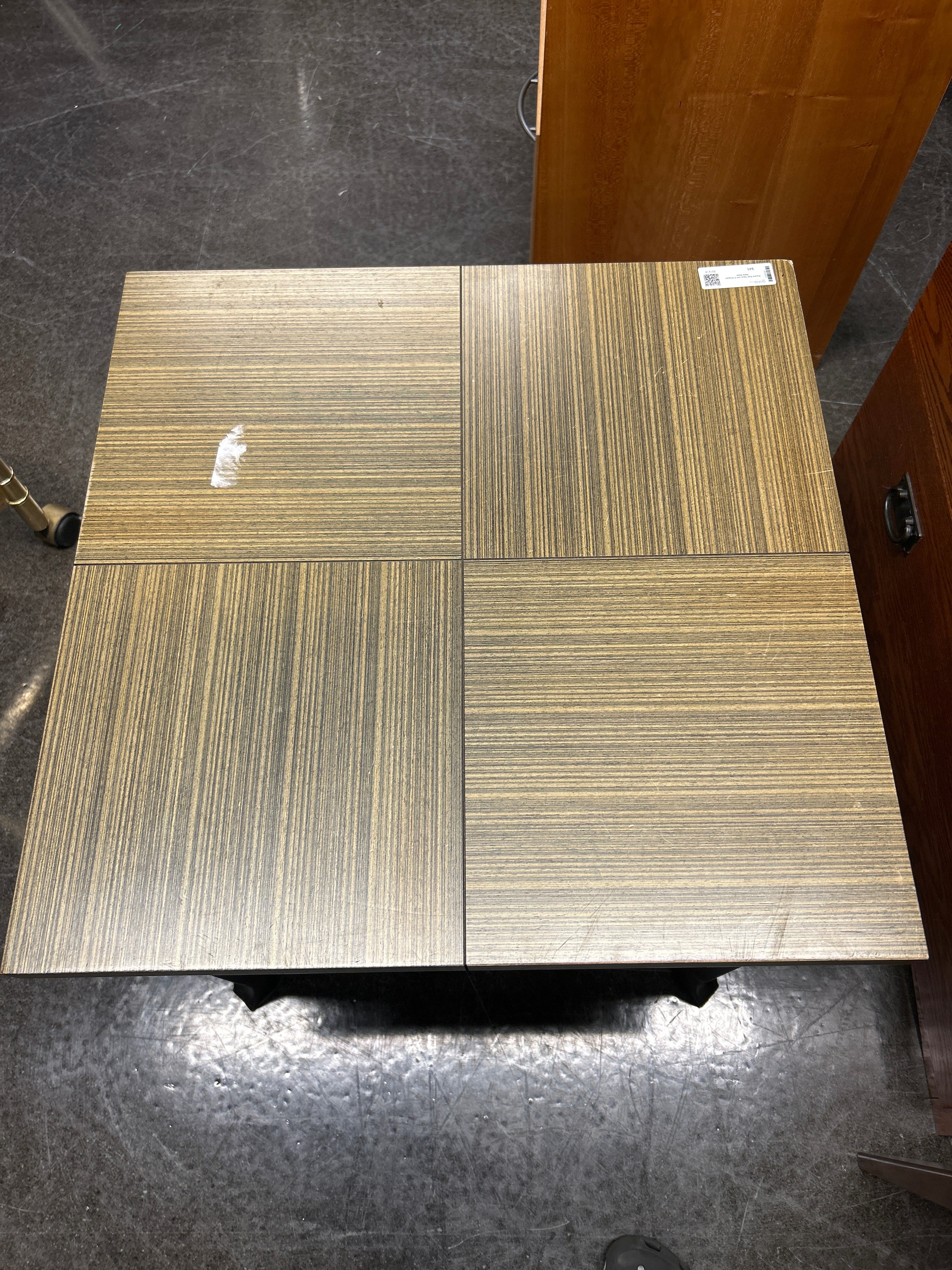 Square Side Table with X-Shaped Metal Base